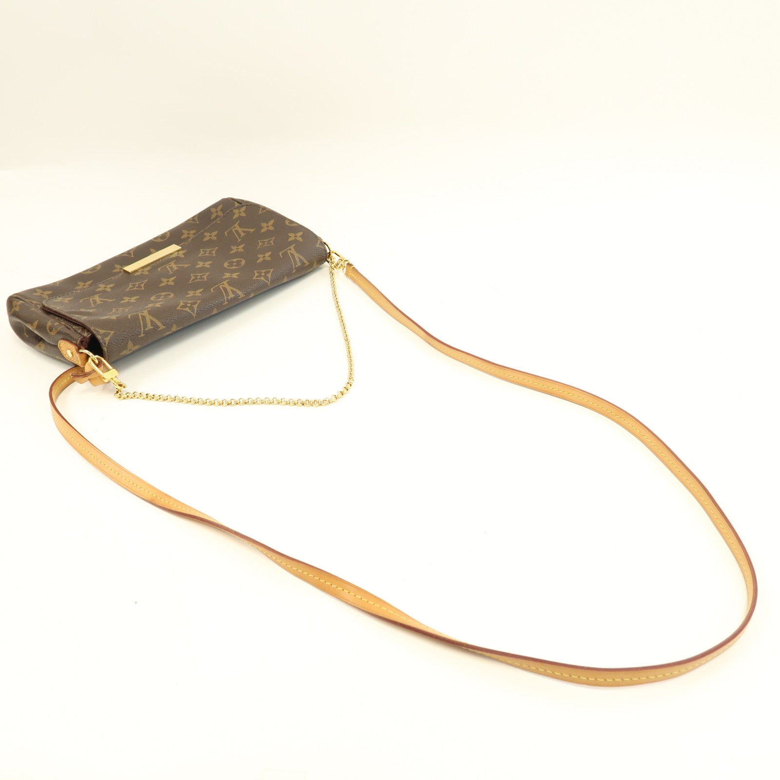 LOUIS VUITTON Monogram Favorite MM金扣手挽肩背兩用袋棕色