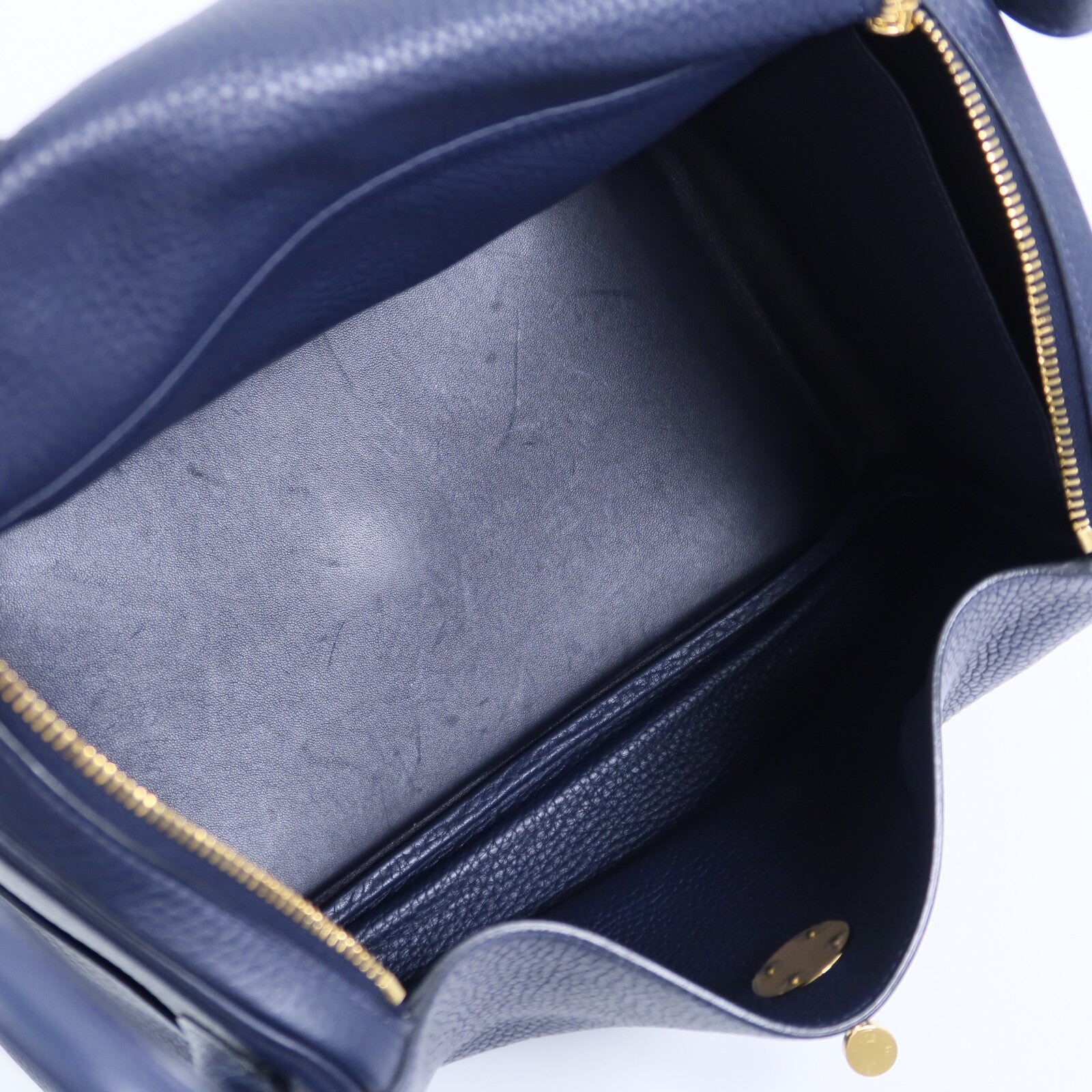 HERMES Clemence皮革Lindy 30肩背袋Bleu Nuit