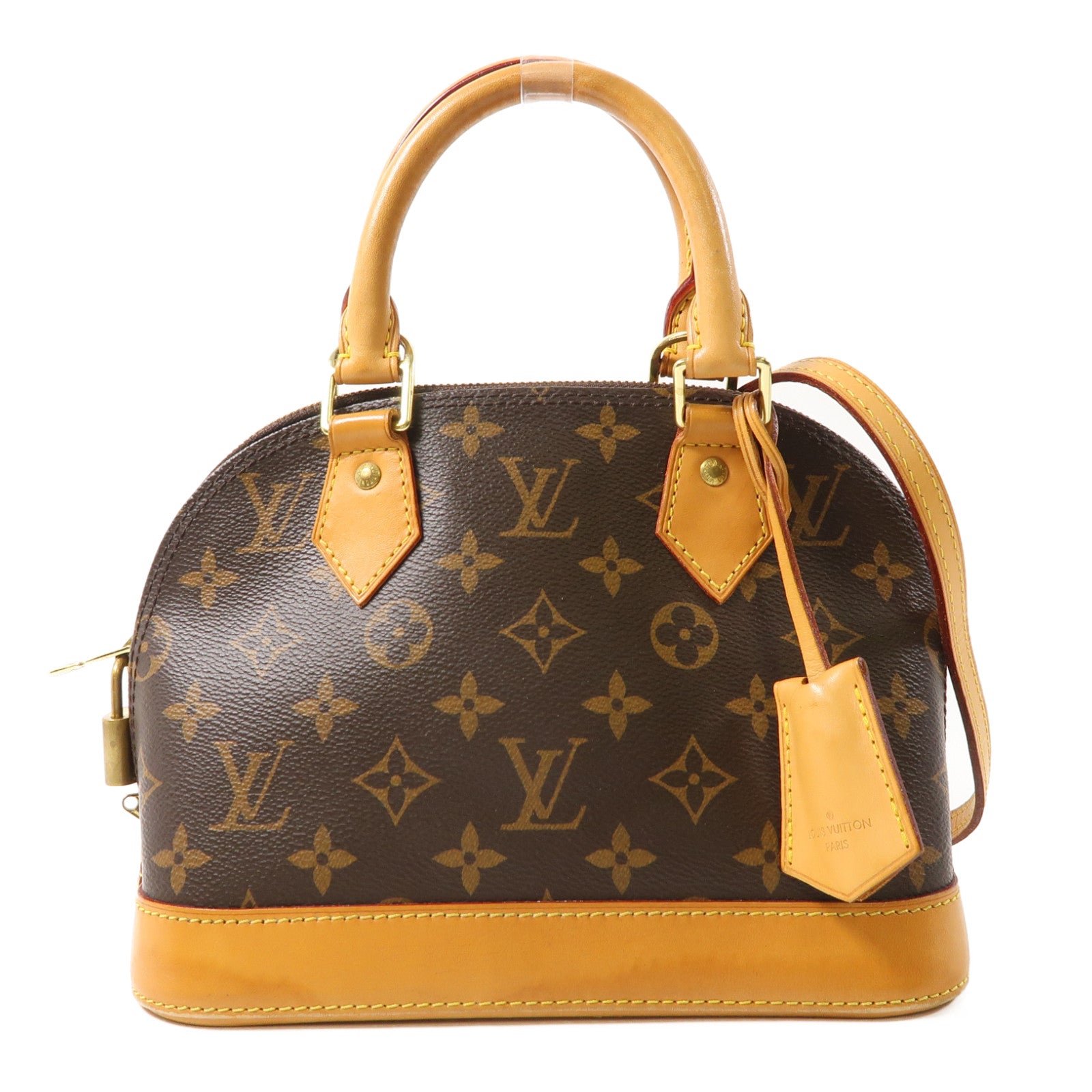 LOUIS VUITTON Monogram Alma BB金扣手挽肩背兩用袋棕色
