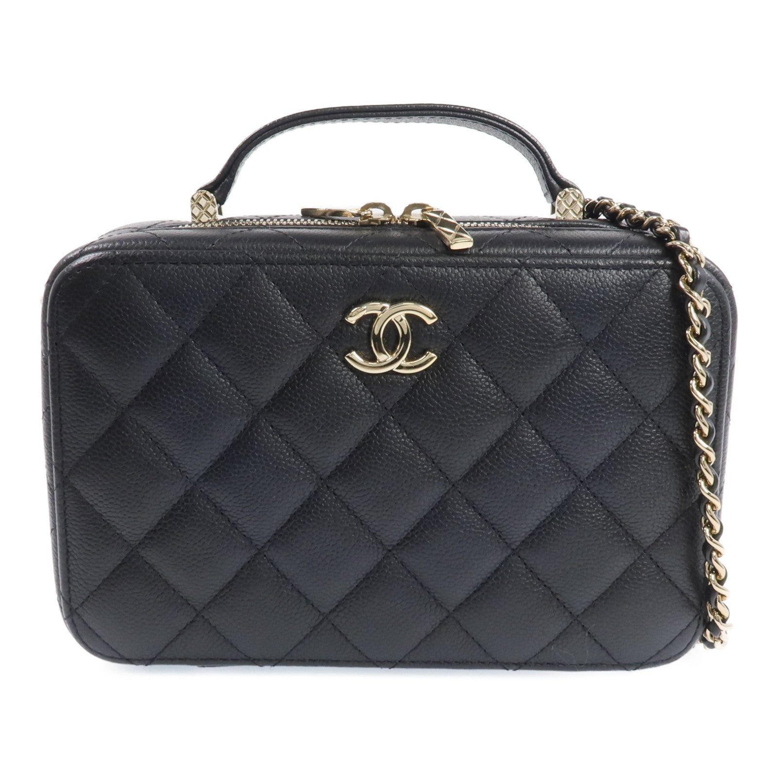 CHANEL 【激減優惠】牛皮皮革Vanity Case金扣手挽肩背兩用袋