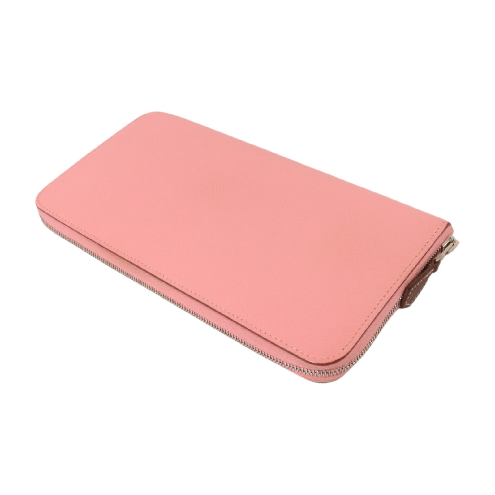 HERMES Epsom皮革Silk In Long Wallet銀扣長錢包Rose Azalee
