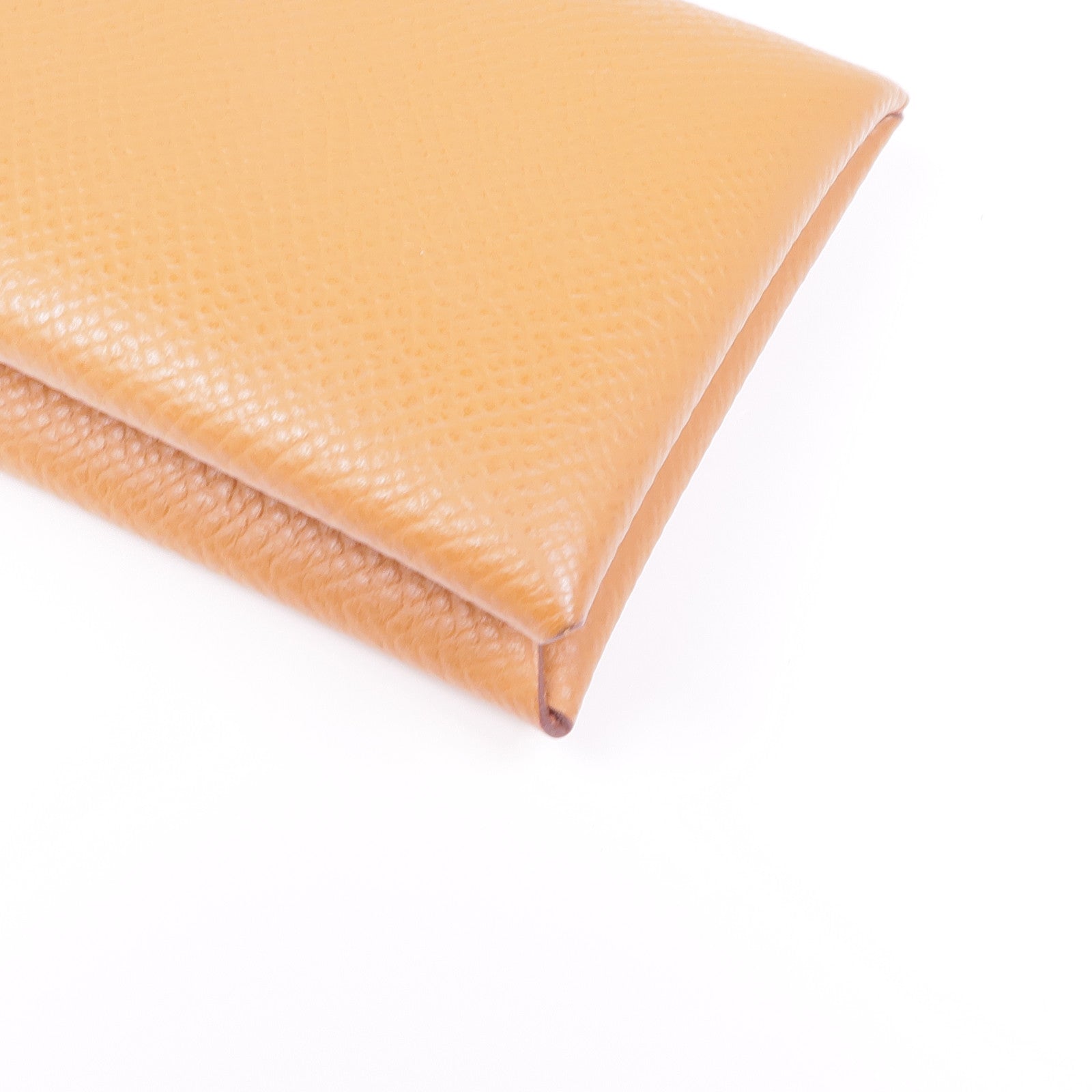 HERMES Epsom皮革Calvi Duo銀扣零錢包Gold