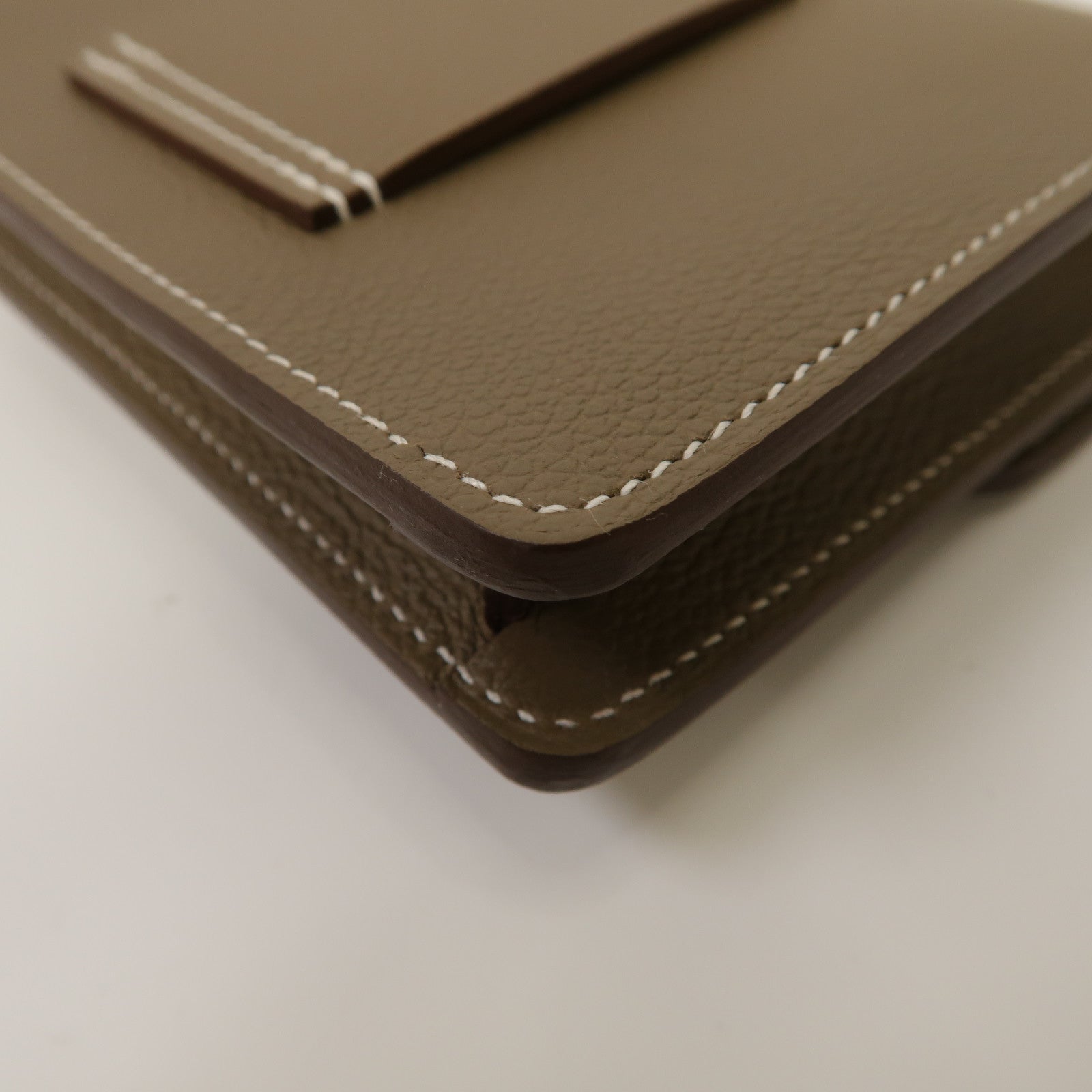 HERMES 【激減優惠】Evercolor皮革Roulis Slim金扣折疊錢包大象灰色