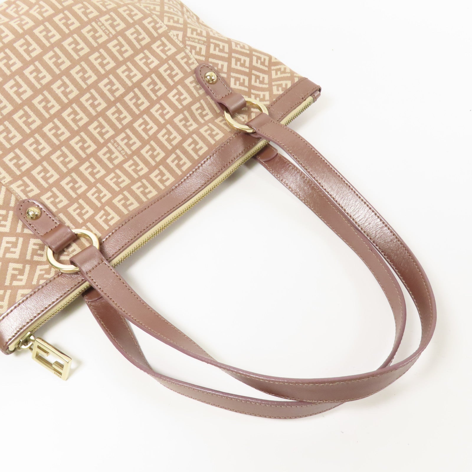 FENDI 帆布Tote Bag金扣肩背袋