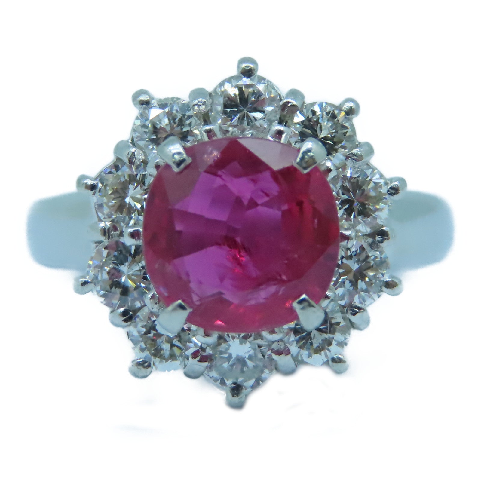 JEWELRY **【激減優惠】PT900鉑金1.54ct紅寶石0.75ct鑽石戒指銀色US#4.75