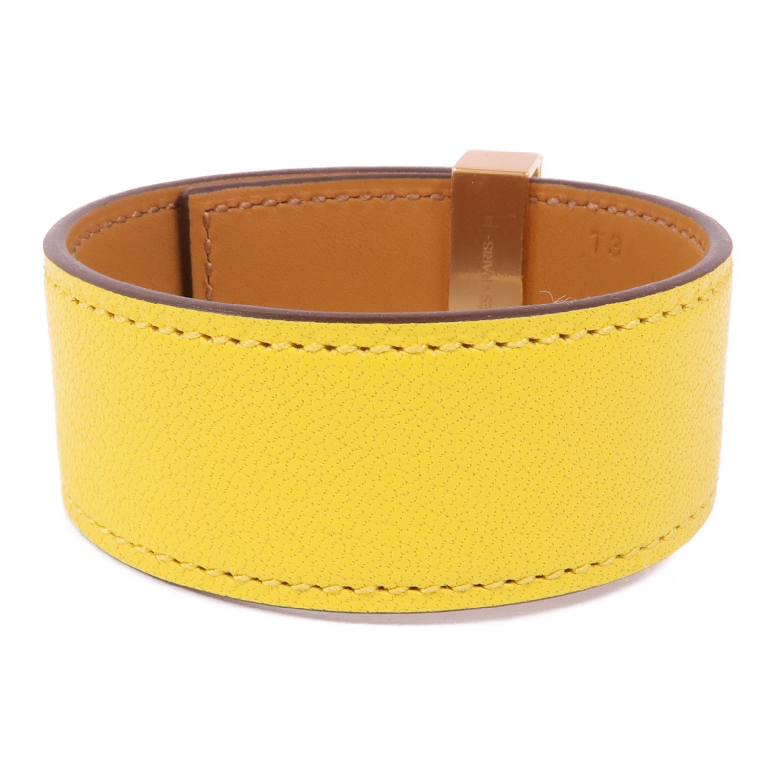 HERMES GHW Collier de Chien Bracelet Veau Swift Leather Yellow