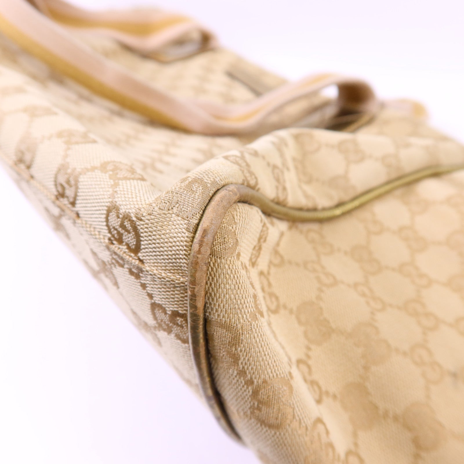 GUCCI 帆布Boston Bag銀扣肩背袋