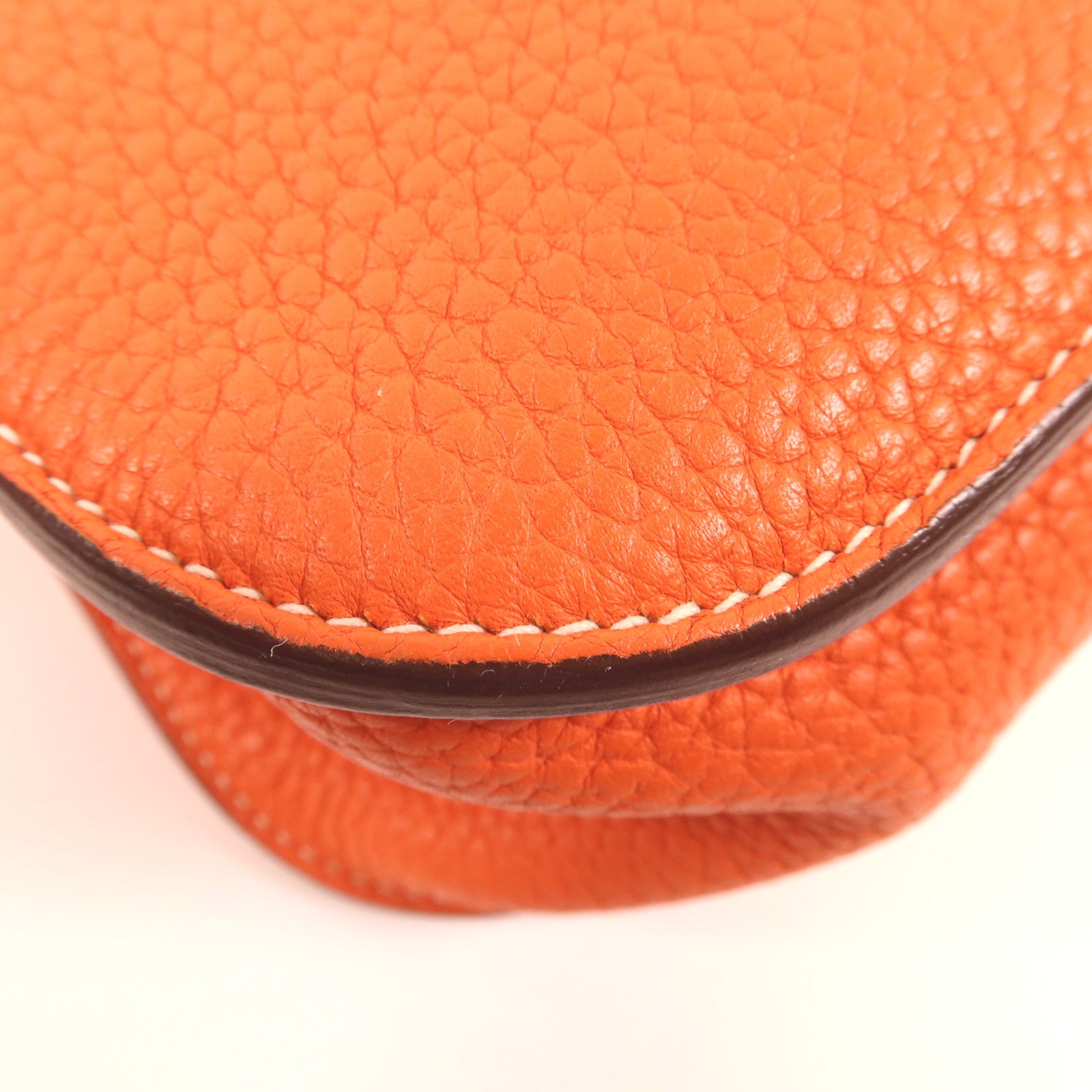 HERMES Clemence皮革Halzan 31銀扣手挽肩背兩用袋Orange