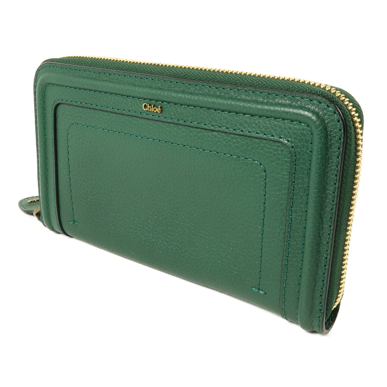 Chloe 牛皮皮革Long Wallet金扣長錢包綠色