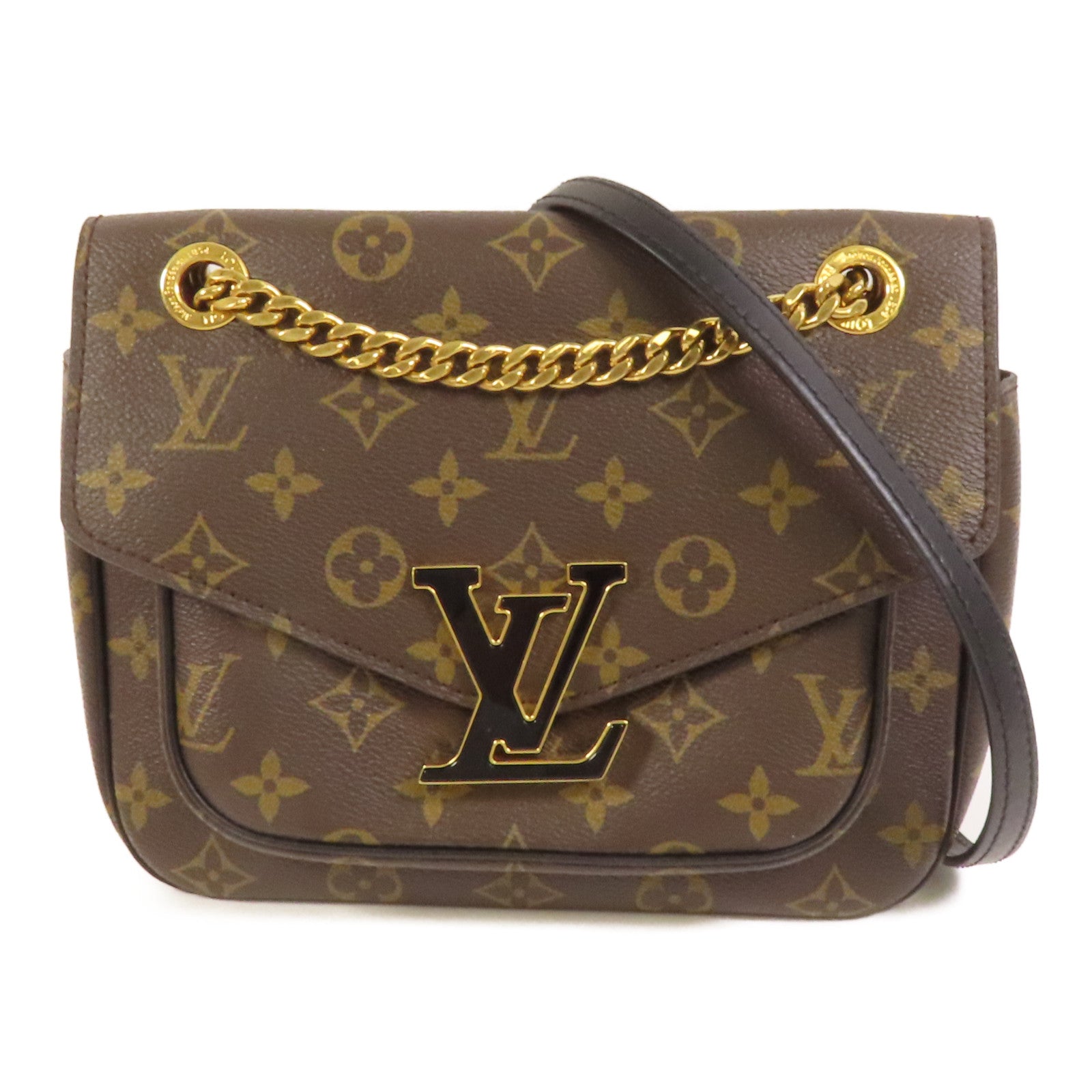 LOUIS VUITTON Monogram Passy金扣肩背袋棕色
