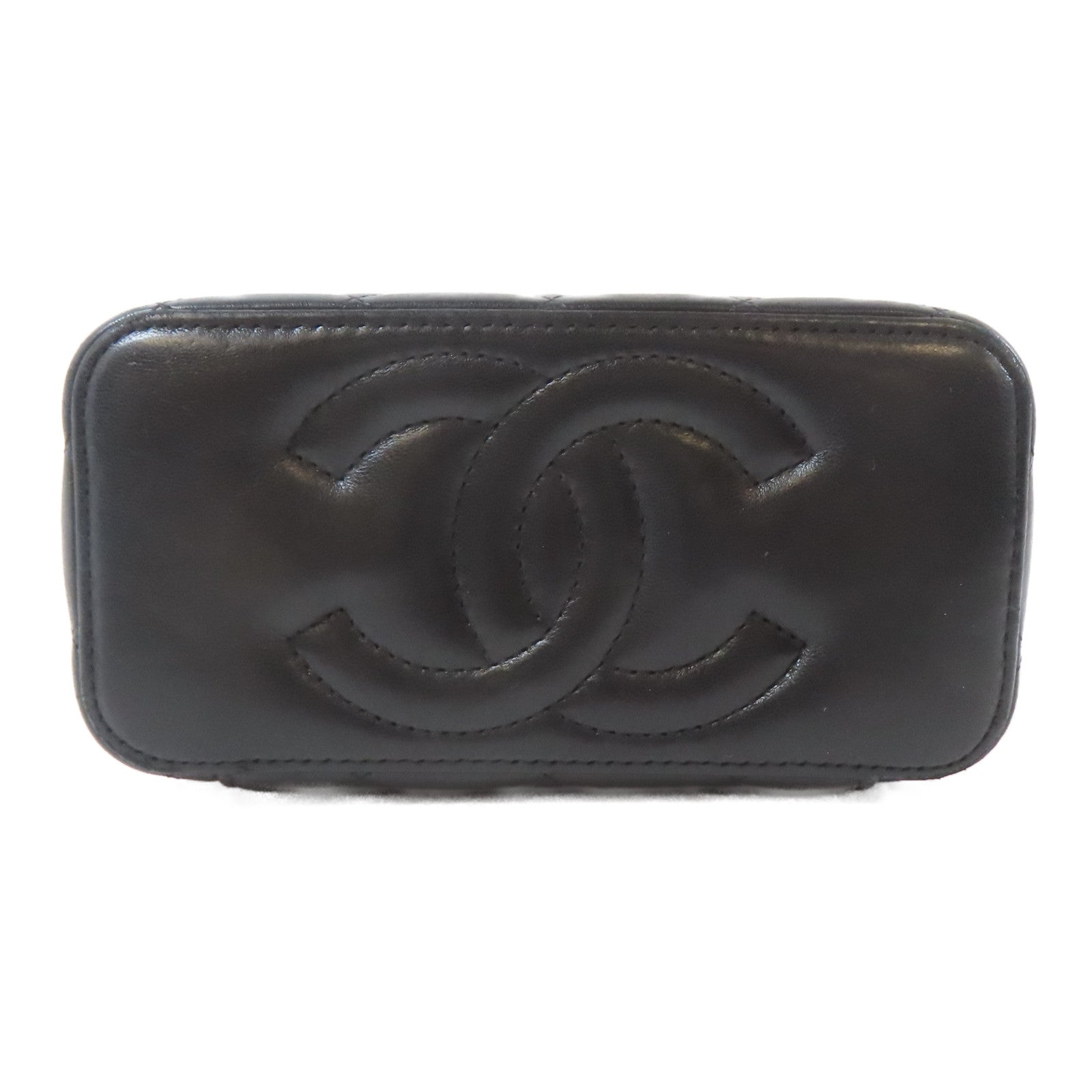 CHANEL 【激減優惠】菱格羊皮皮革Vanity Bag金扣鏈帶肩背袋黑色