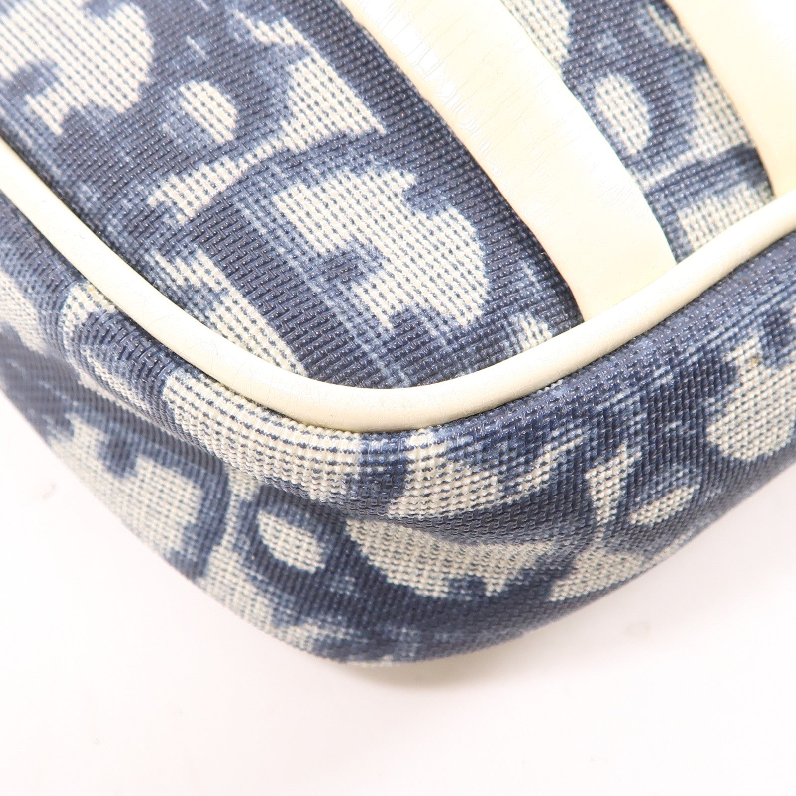 Dior CD SHW Shoulder Bag Handbag Coated Canvas Bule White