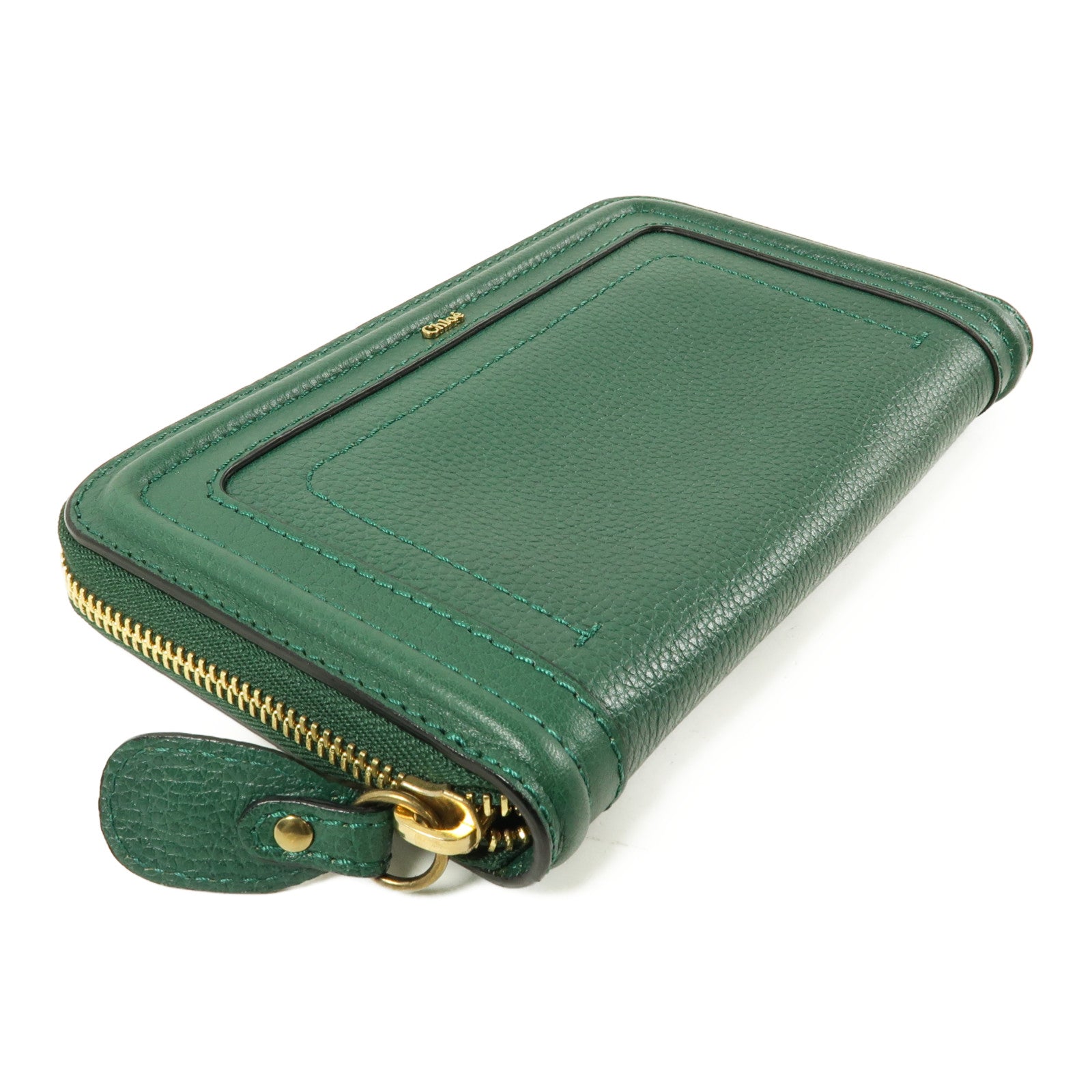 Chloe 牛皮皮革Long Wallet金扣長錢包綠色