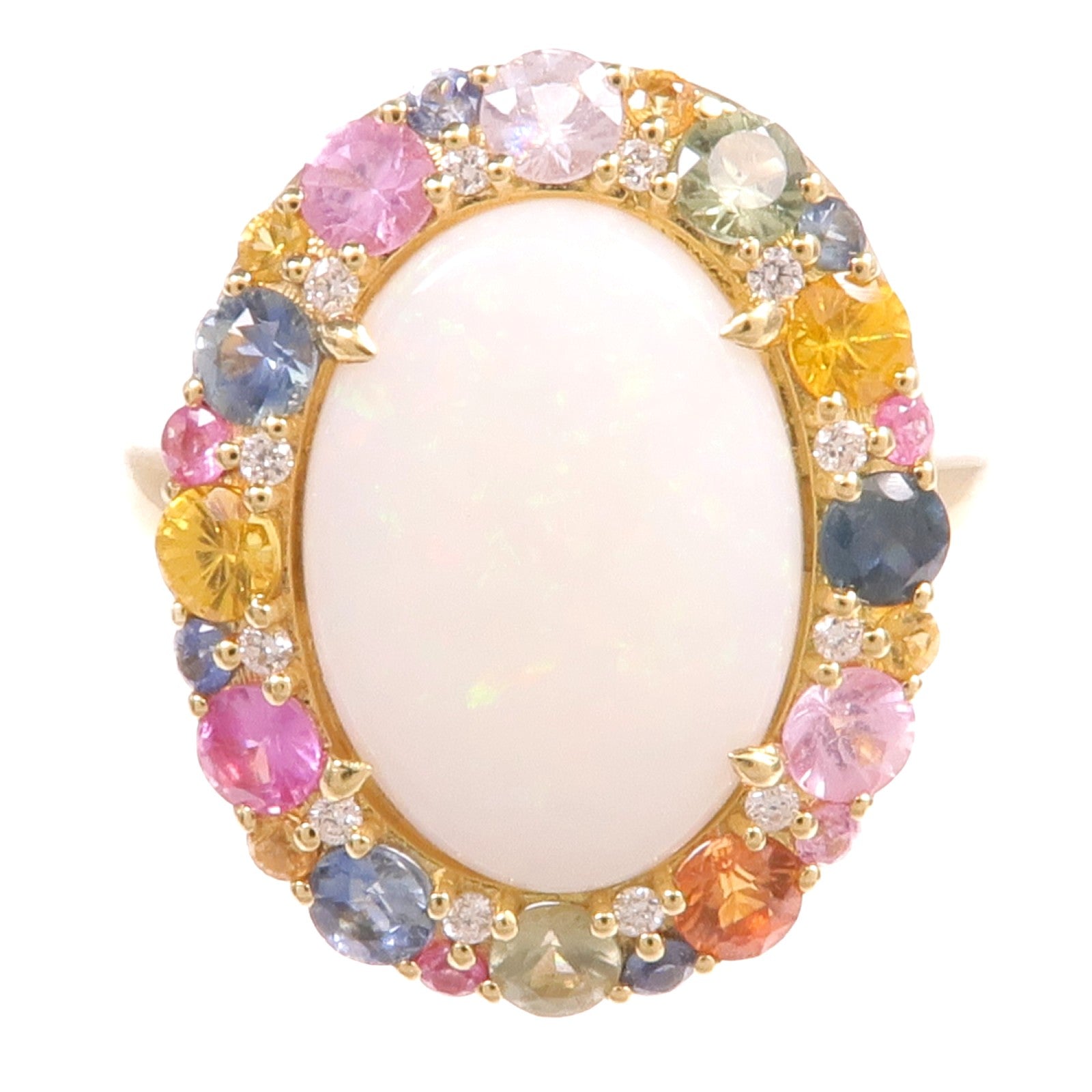 JEWELRY 18K黃金Opal Color Stone Ring蛋白石/彩色寶石戒指US#6.75