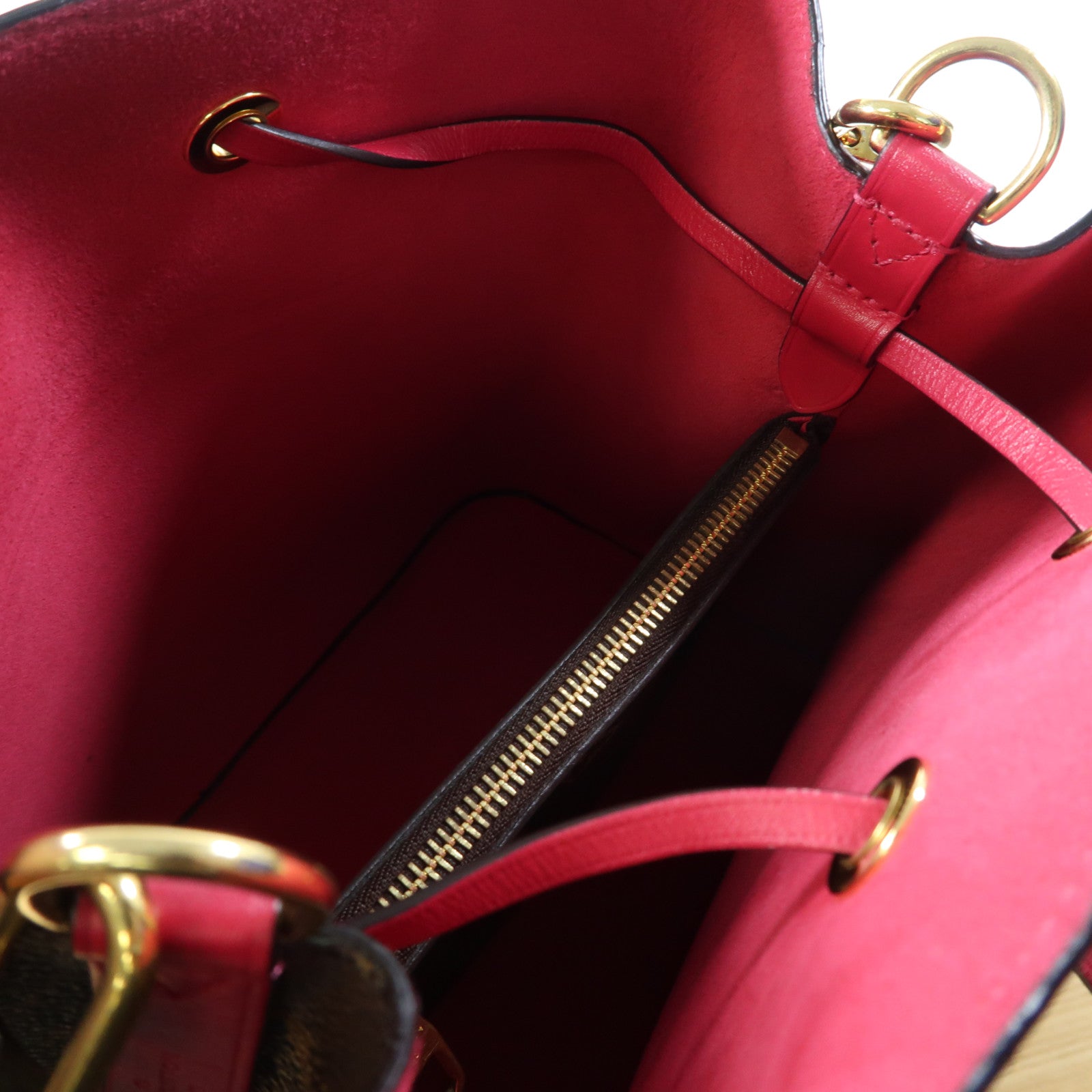 LOUIS VUITTON Monogram Neo Noe金扣肩背袋啡色/紅色