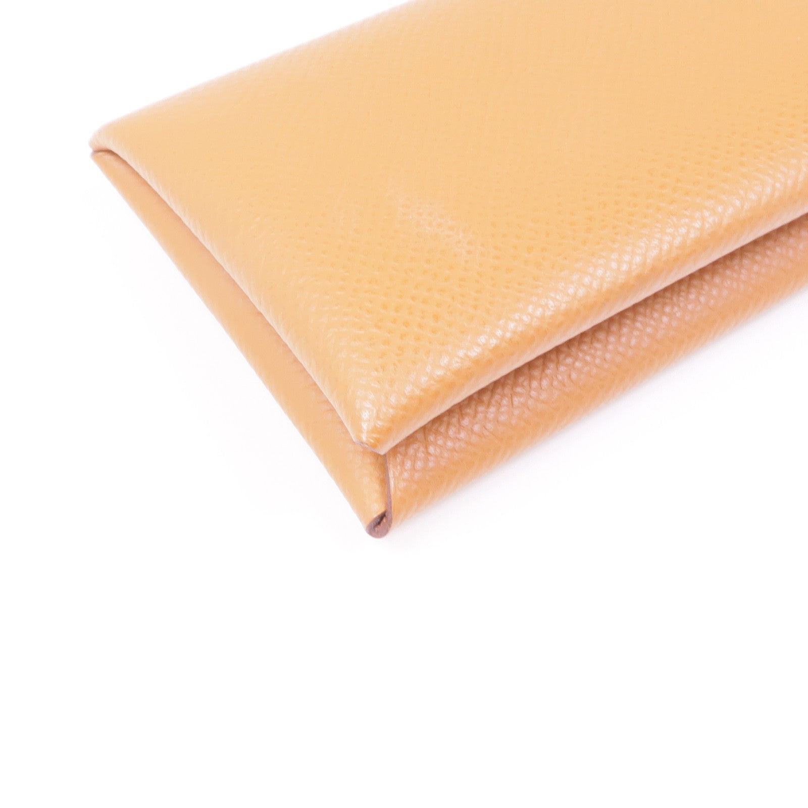 HERMES Epsom皮革Calvi Duo銀扣零錢包Gold