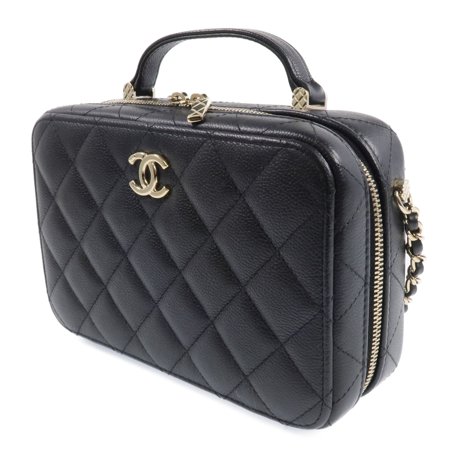 CHANEL 牛皮皮革Vanity Case金扣手挽肩背兩用袋