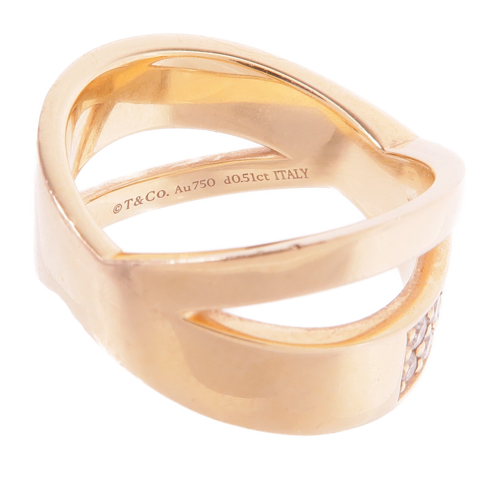 TIFFANY＆CO 18K玫瑰金Atlas X Wide Diamond Ring鑽石戒指US#6.5