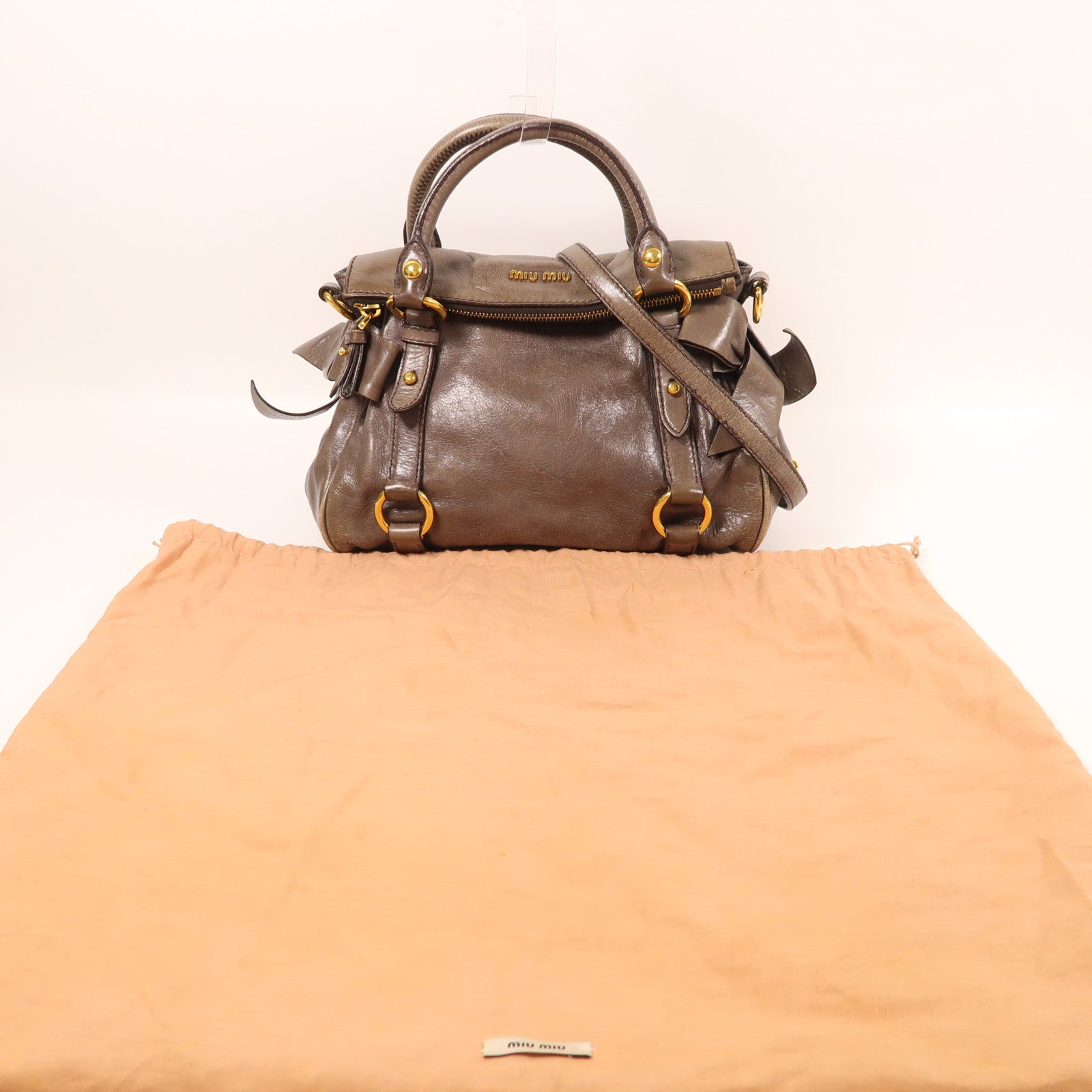 Miu Miu 牛皮皮革2 Way Shoulder金扣手挽肩背兩用袋