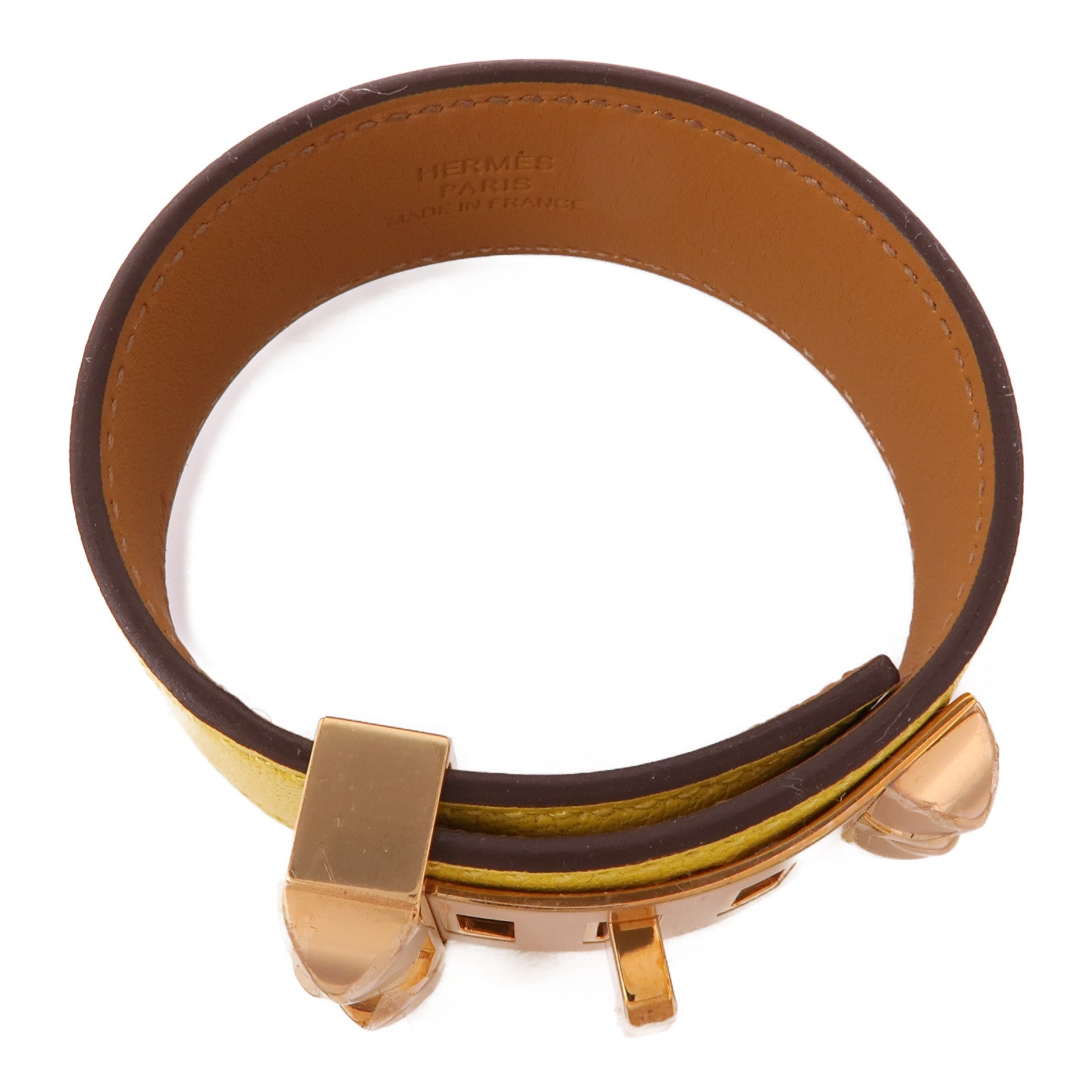 HERMES GHW Collier de Chien Bracelet Veau Swift Leather Yellow