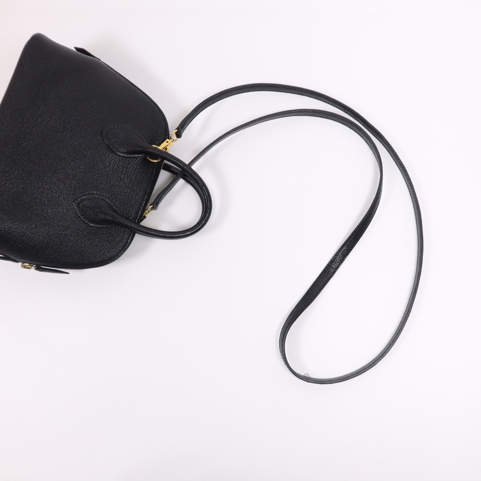 HERMES Chevre皮革Mini Bolide 1923金扣手挽肩背兩用袋Noir