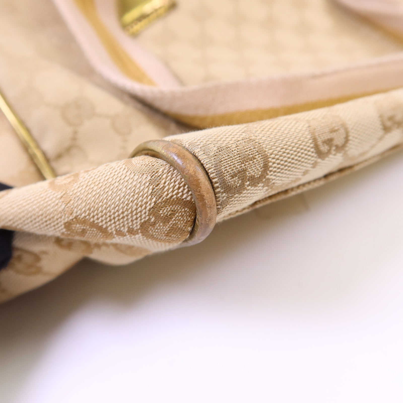 GUCCI 帆布Boston Bag銀扣肩背袋