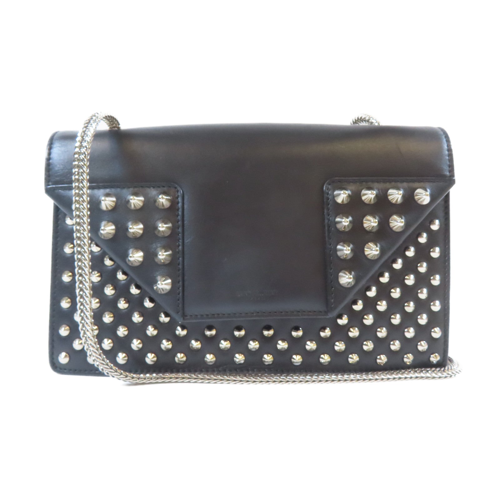 SAINT LAURENT 【激減優惠】牛皮皮革Shoulder Bag銀扣鏈帶肩背袋黑色