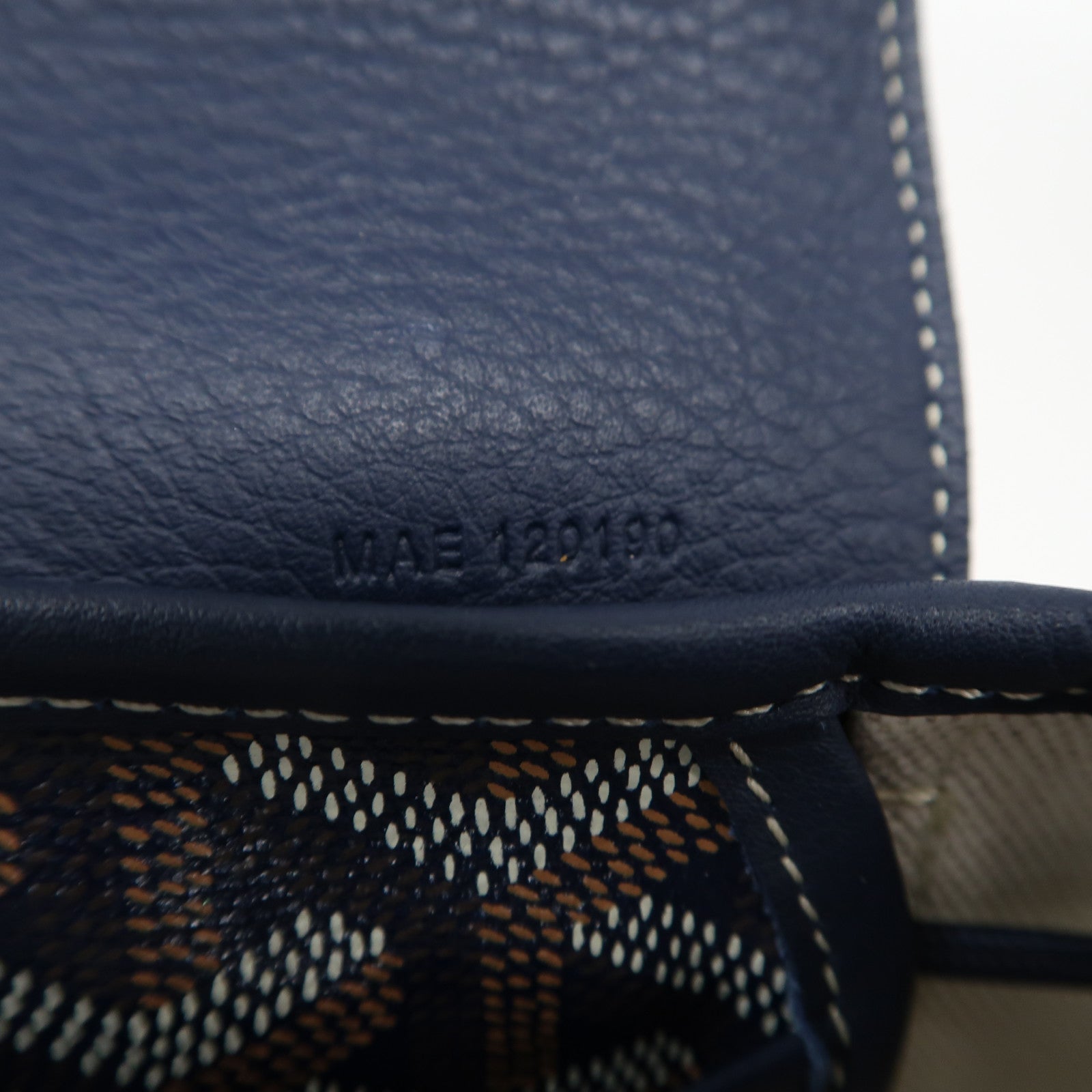GOYARD 塗層帆布/牛皮皮革Alpin Mini Backpack銀扣背包深藍色