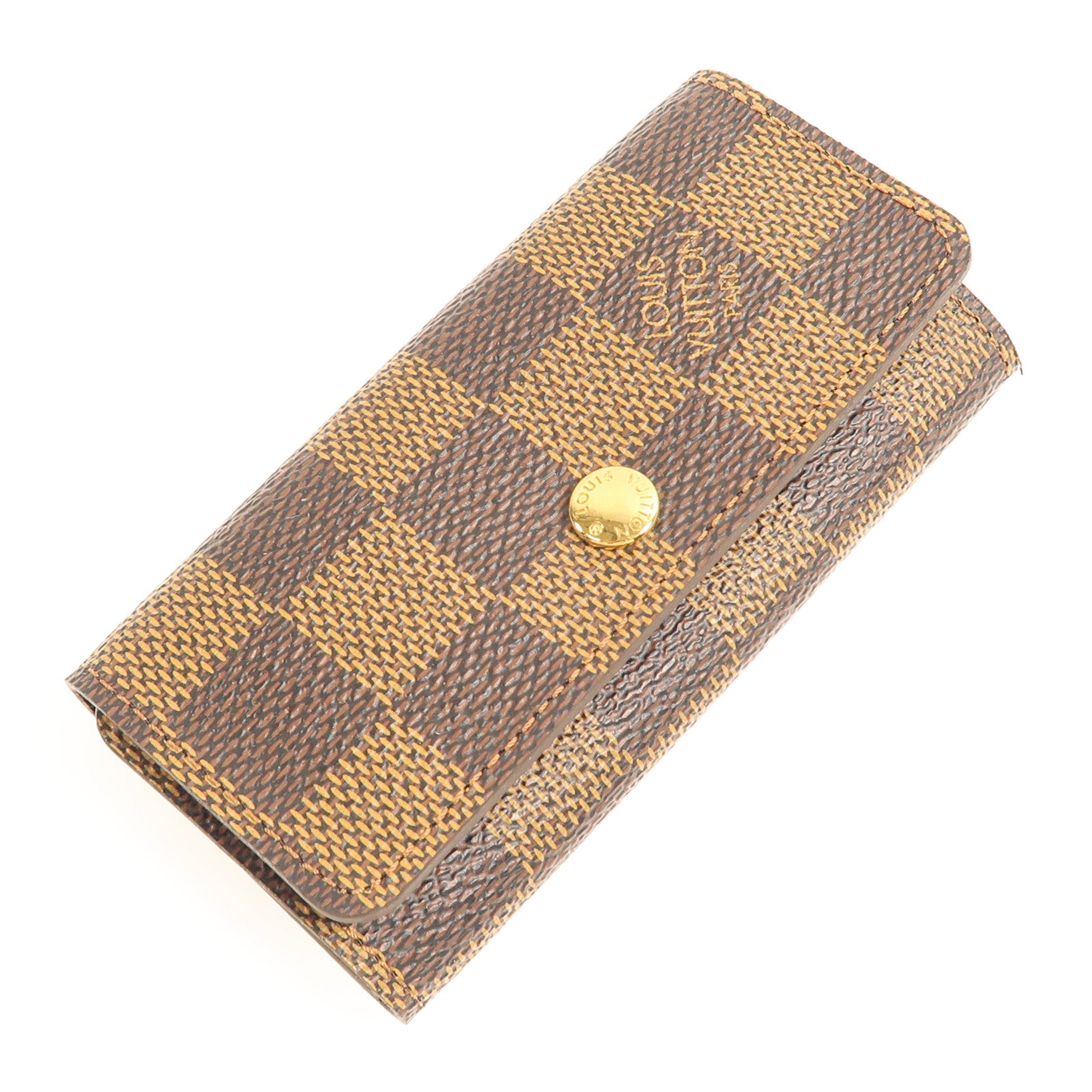 LOUIS VUITTON Damier 4 Key Holder金扣鎖匙包棕色