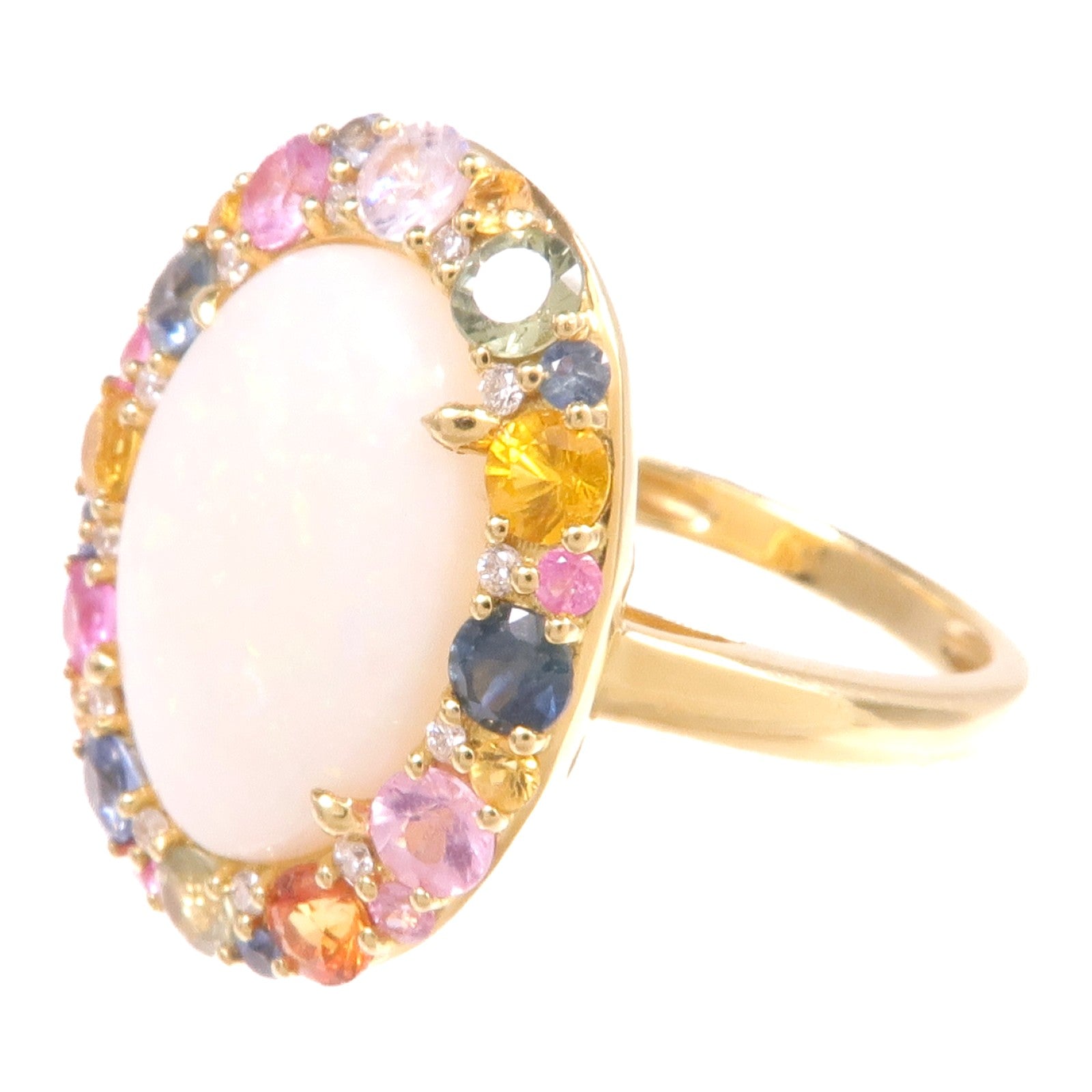 JEWELRY 18K黃金Opal Color Stone Ring蛋白石/彩色寶石戒指US#6.75