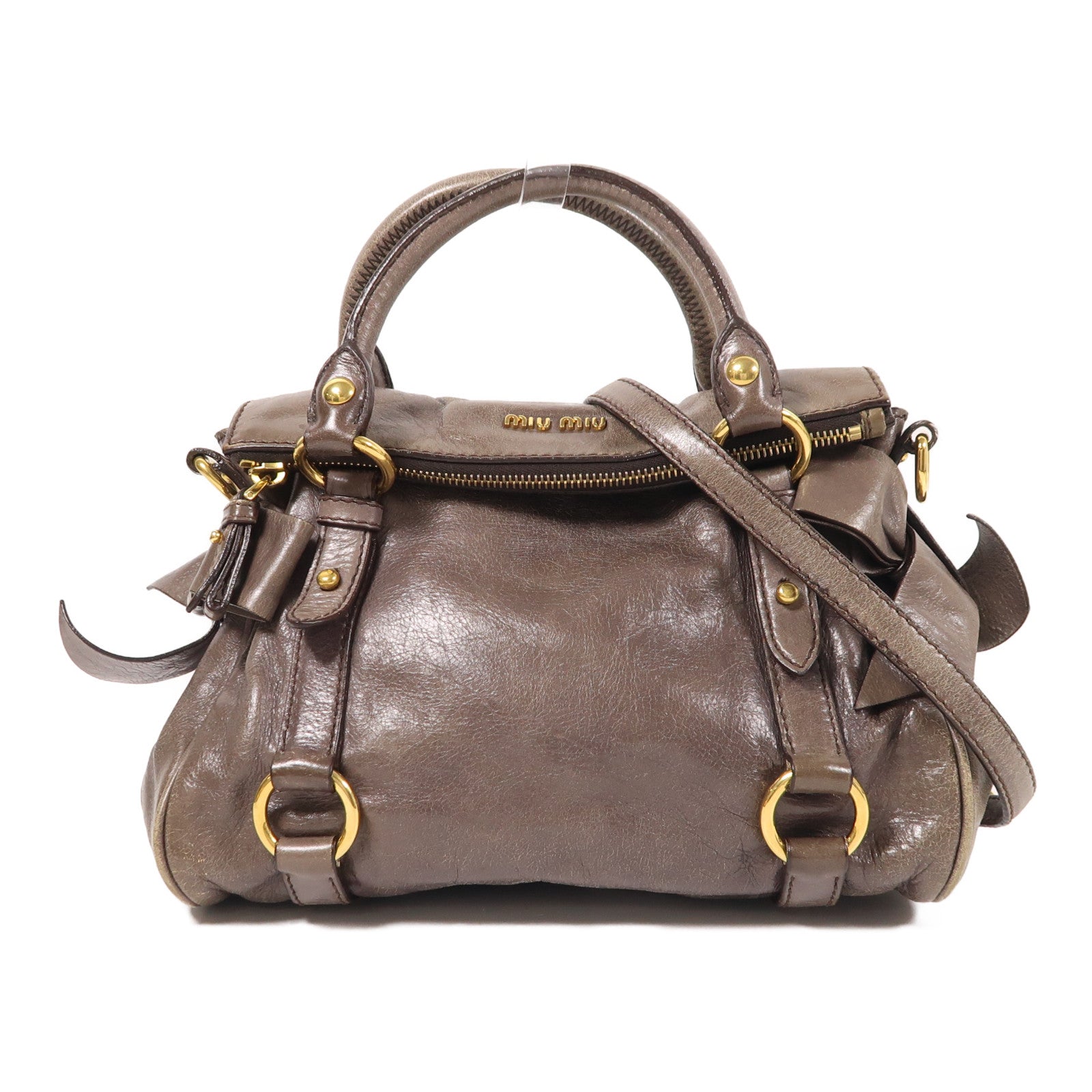 Miu Miu 牛皮皮革2 Way Shoulder金扣手挽肩背兩用袋