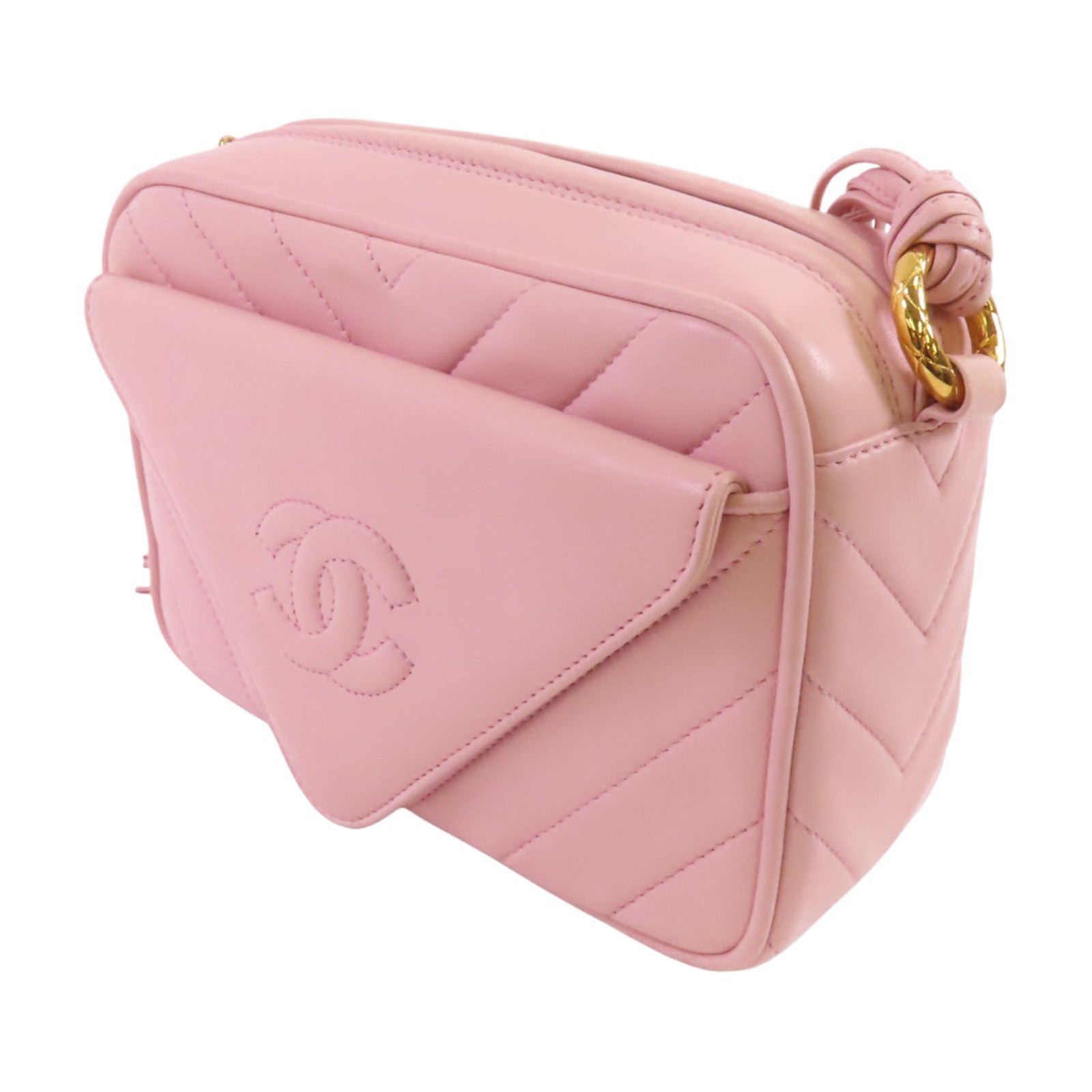 CHANEL 羊皮皮革Shoulder Bag金扣肩背袋