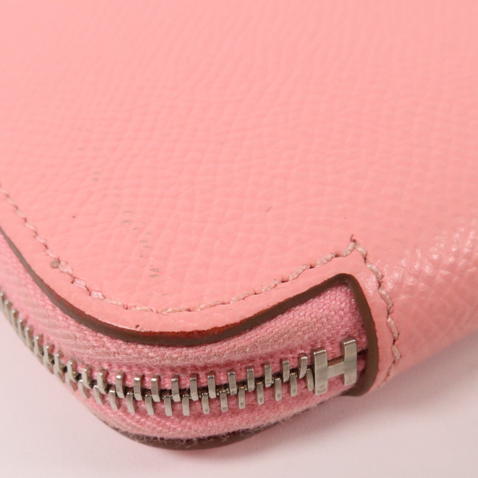 HERMES Epsom皮革Silk In Long Wallet銀扣長錢包Rose Azalee