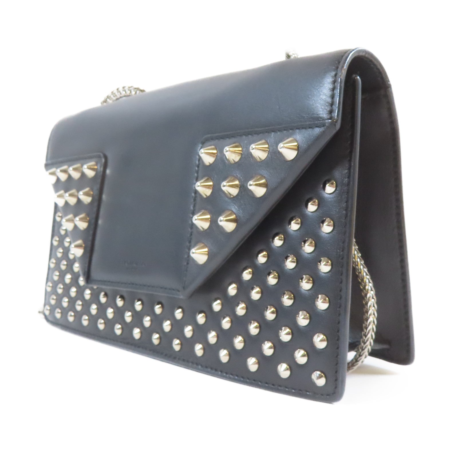 SAINT LAURENT 【激減優惠】牛皮皮革Shoulder Bag銀扣鏈帶肩背袋黑色