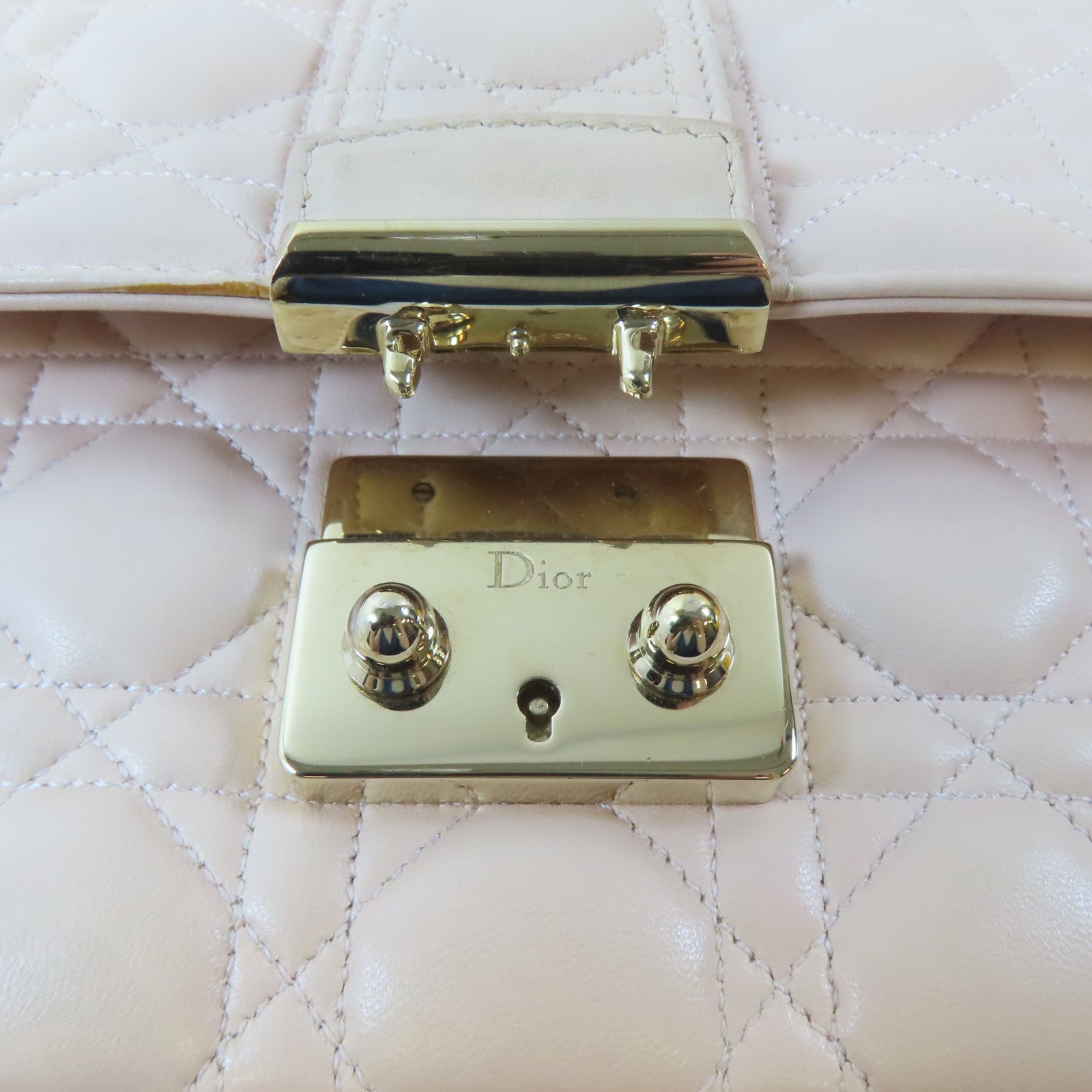 Dior 羊皮皮革Chain Shoulder金扣鏈帶肩背袋淺粉紅色