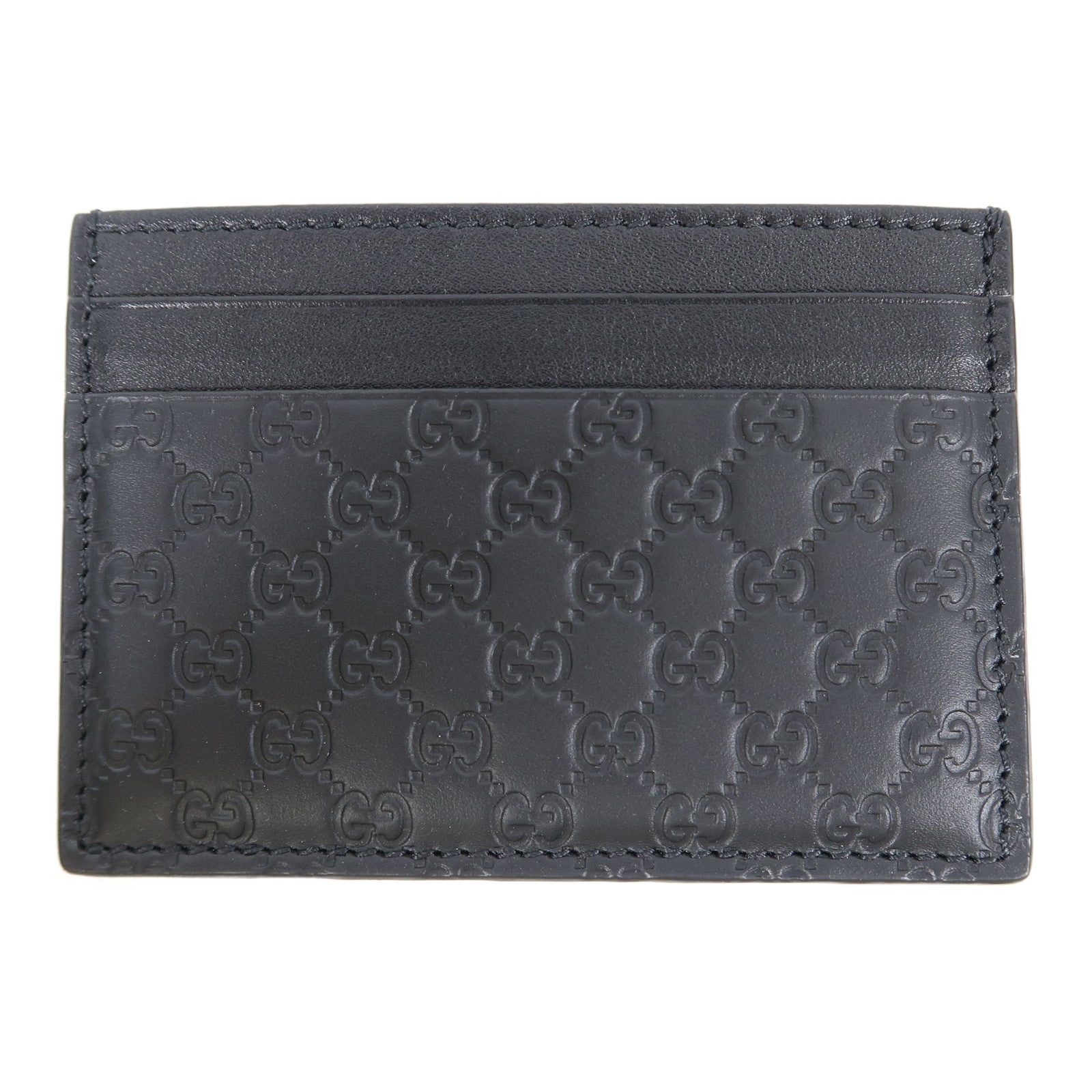 GUCCI 牛皮皮革Micro Guccissima Card Case卡片套黑色