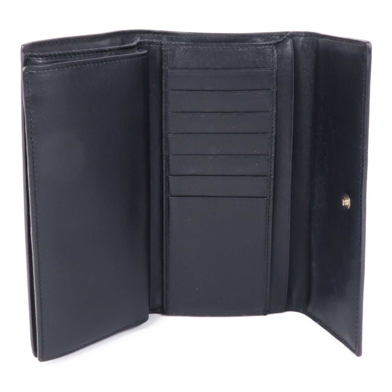 Valentino GHW Long Wallet Lambskin Leather Black