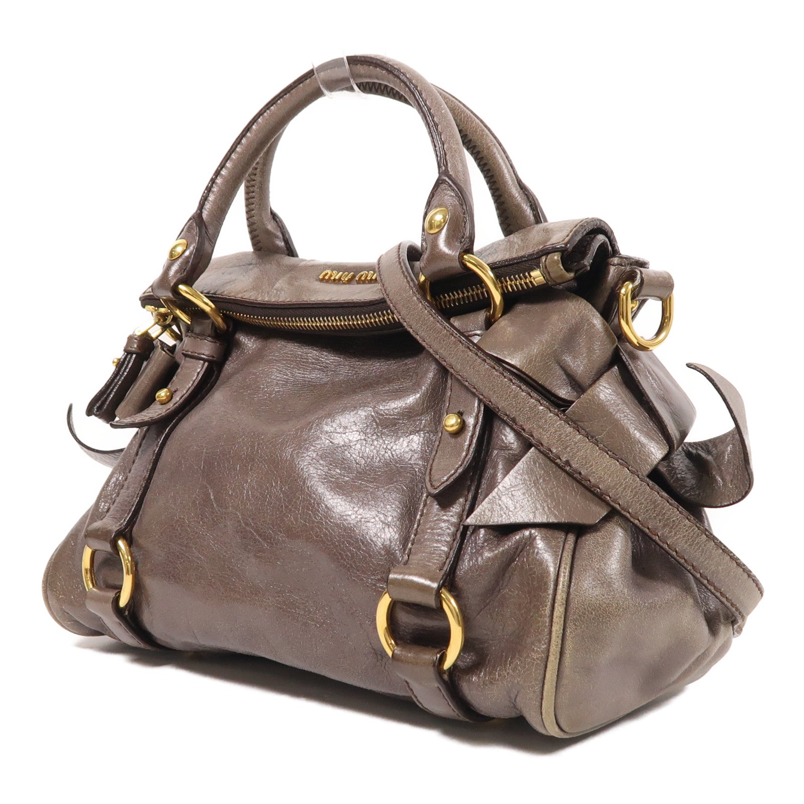 Miu Miu 牛皮皮革2 Way Shoulder金扣手挽肩背兩用袋