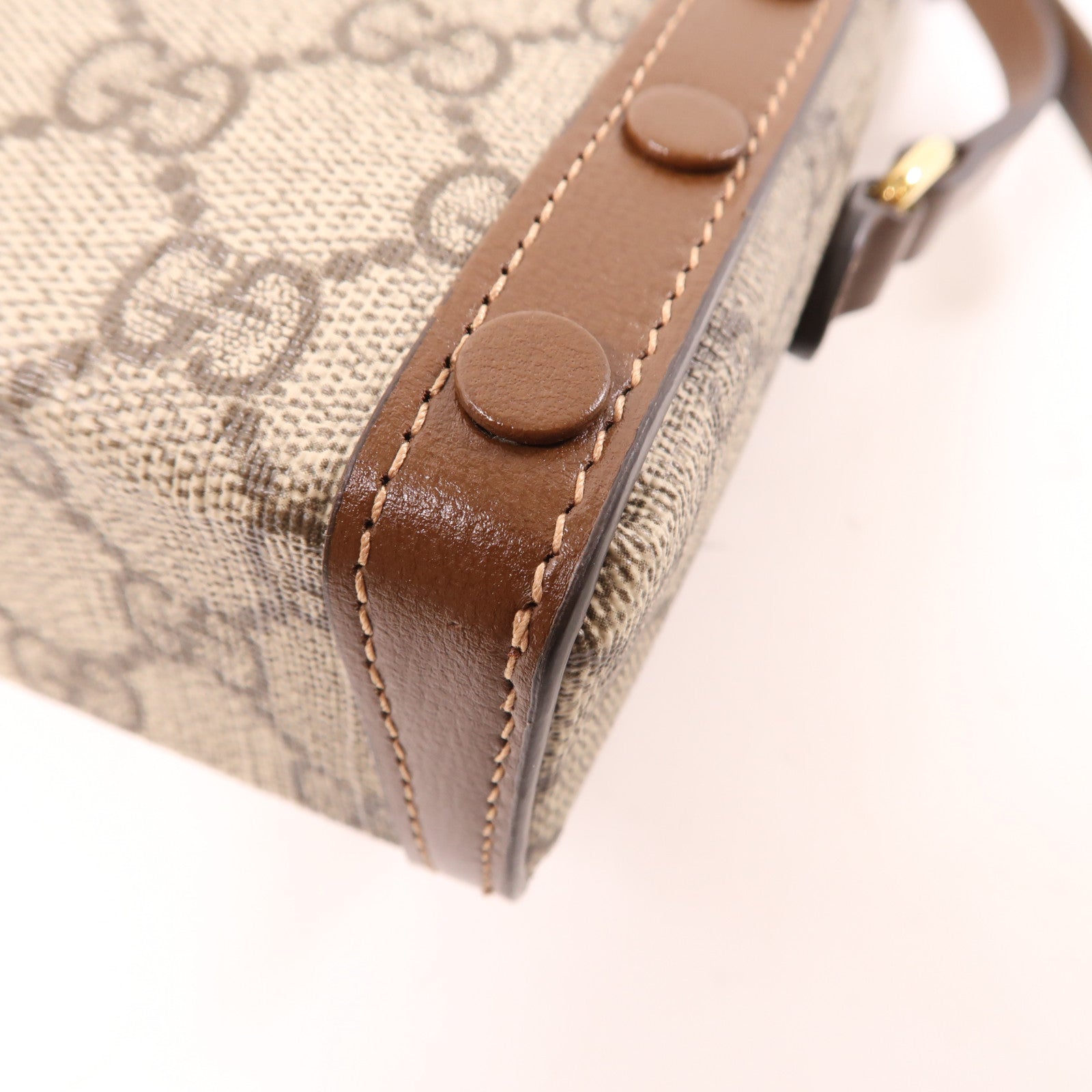 GUCCI 塗層帆布GG Supreme 1955金扣肩背袋棕色