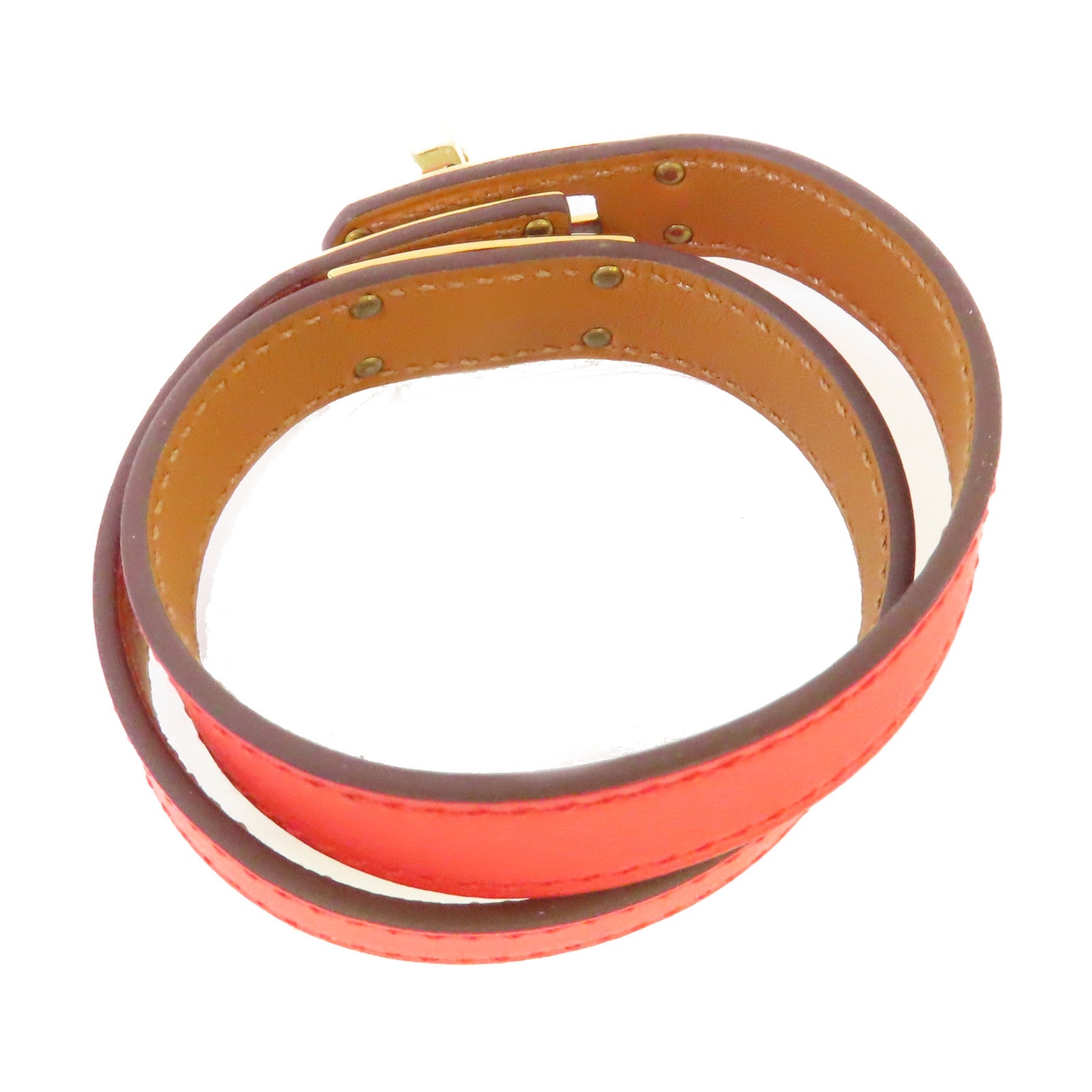 HERMES 【激減優惠】Swift皮革Kelly Double Bracelet金扣手鏈Rouge de Coeur 心紅色