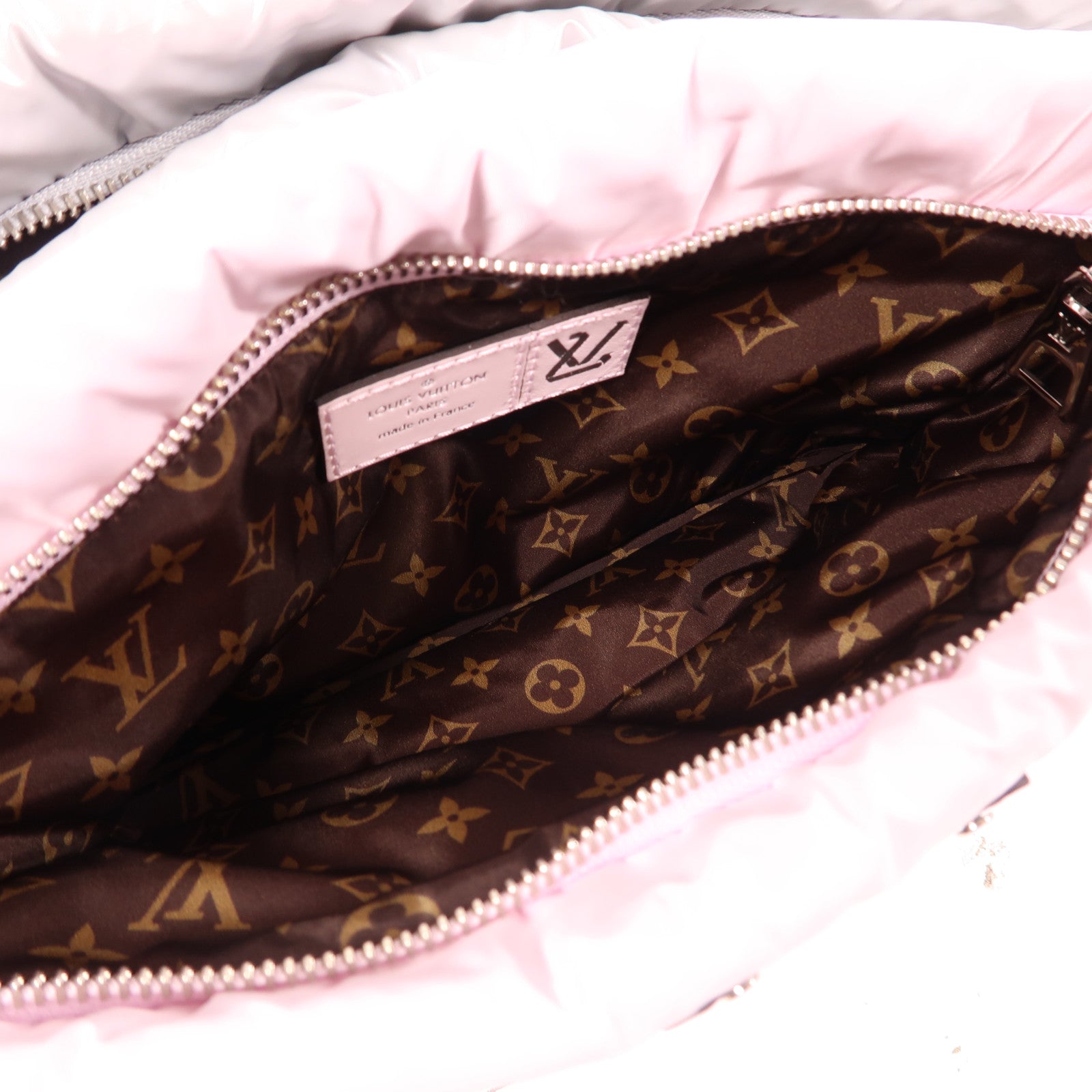 LOUIS VUITTON 【激減優惠】尼龍Recycled Nylon Maxi Multi Pochette Accessories銀扣肩背袋銀色/粉紅色