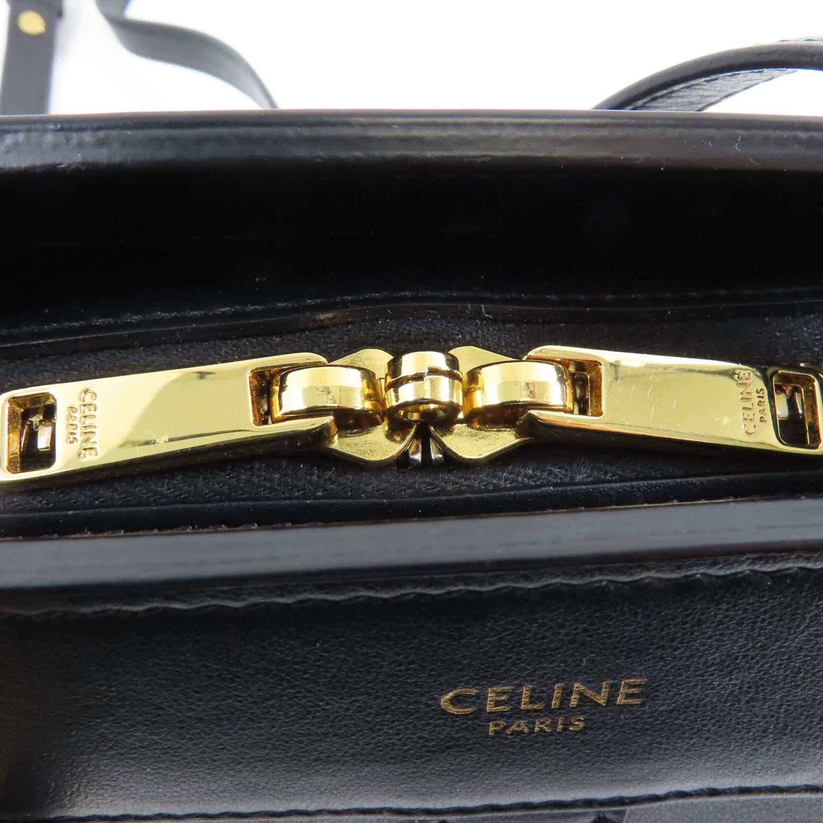 CELINE 牛皮皮革Teen Cabas金扣肩背袋黑色