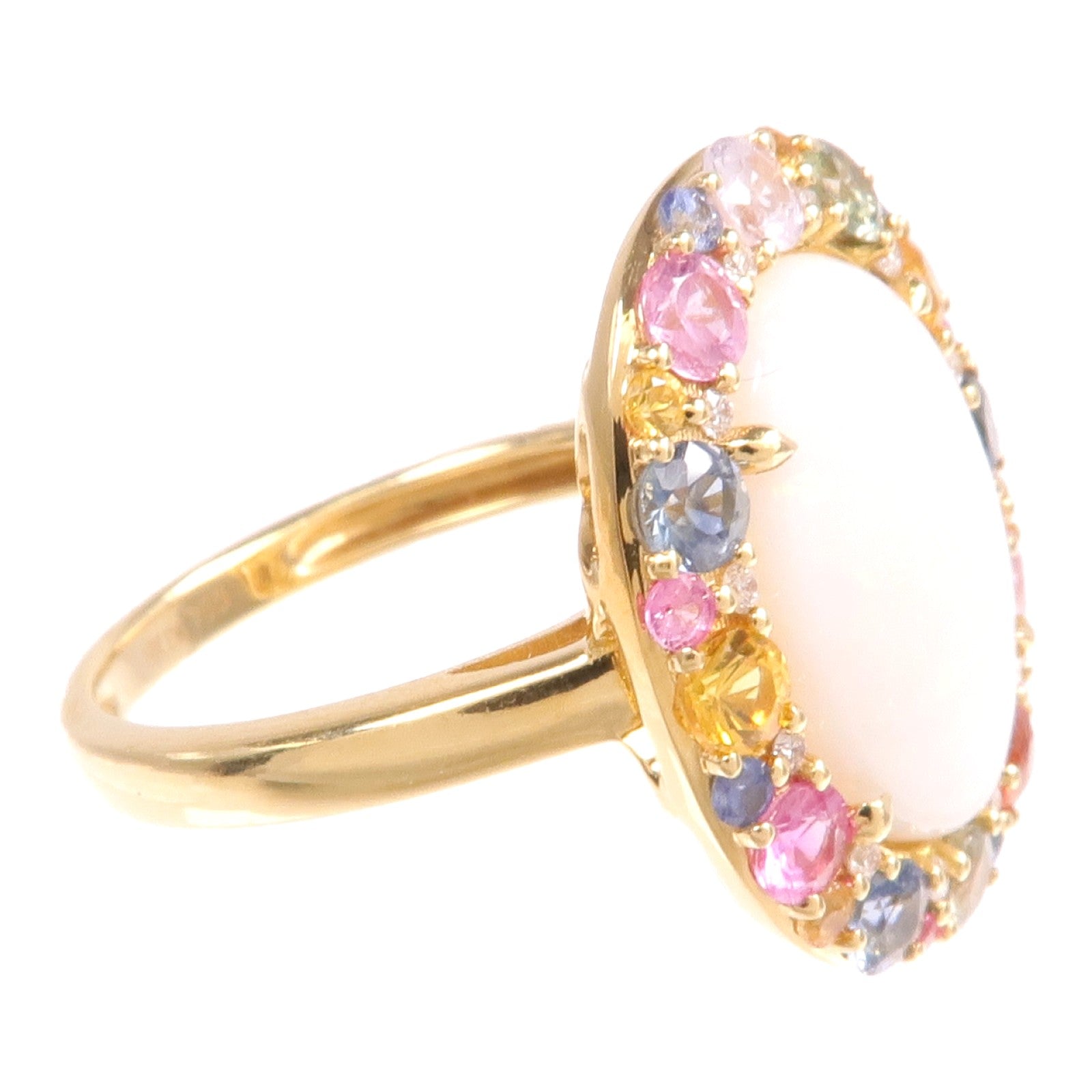 JEWELRY 18K黃金Opal Color Stone Ring蛋白石/彩色寶石戒指US#6.75