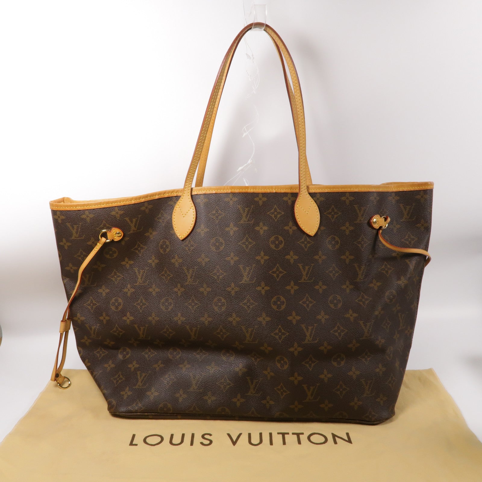 LOUIS VUITTON Monogram Neverfull GM金扣手挽袋啡色