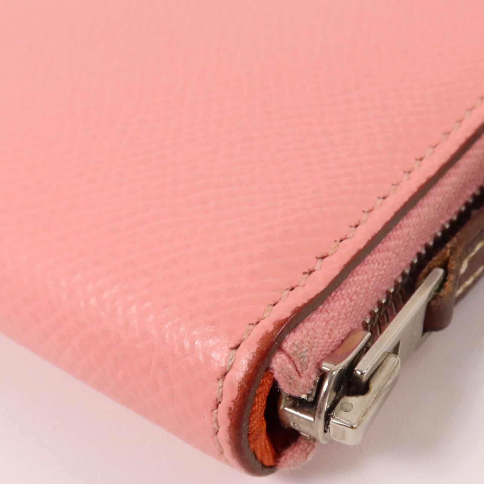 HERMES Epsom皮革Silk In Long Wallet銀扣長錢包Rose Azalee