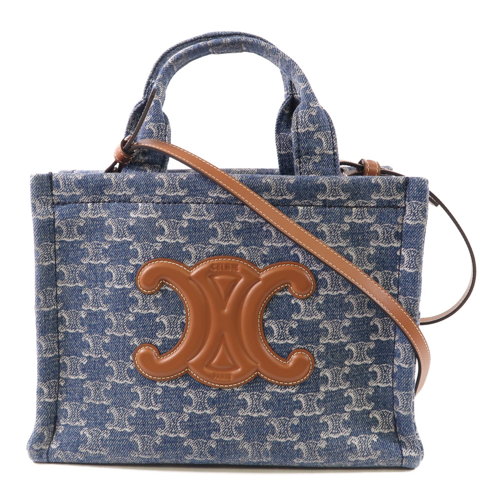 CELINE 牛仔布Cabas Thais銀扣手挽肩背兩用袋