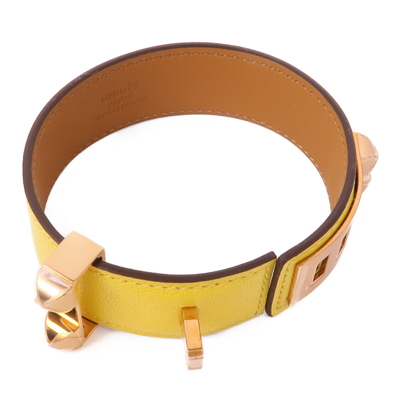 HERMES Swift皮革Collier de Chien bracelet金扣手鐲