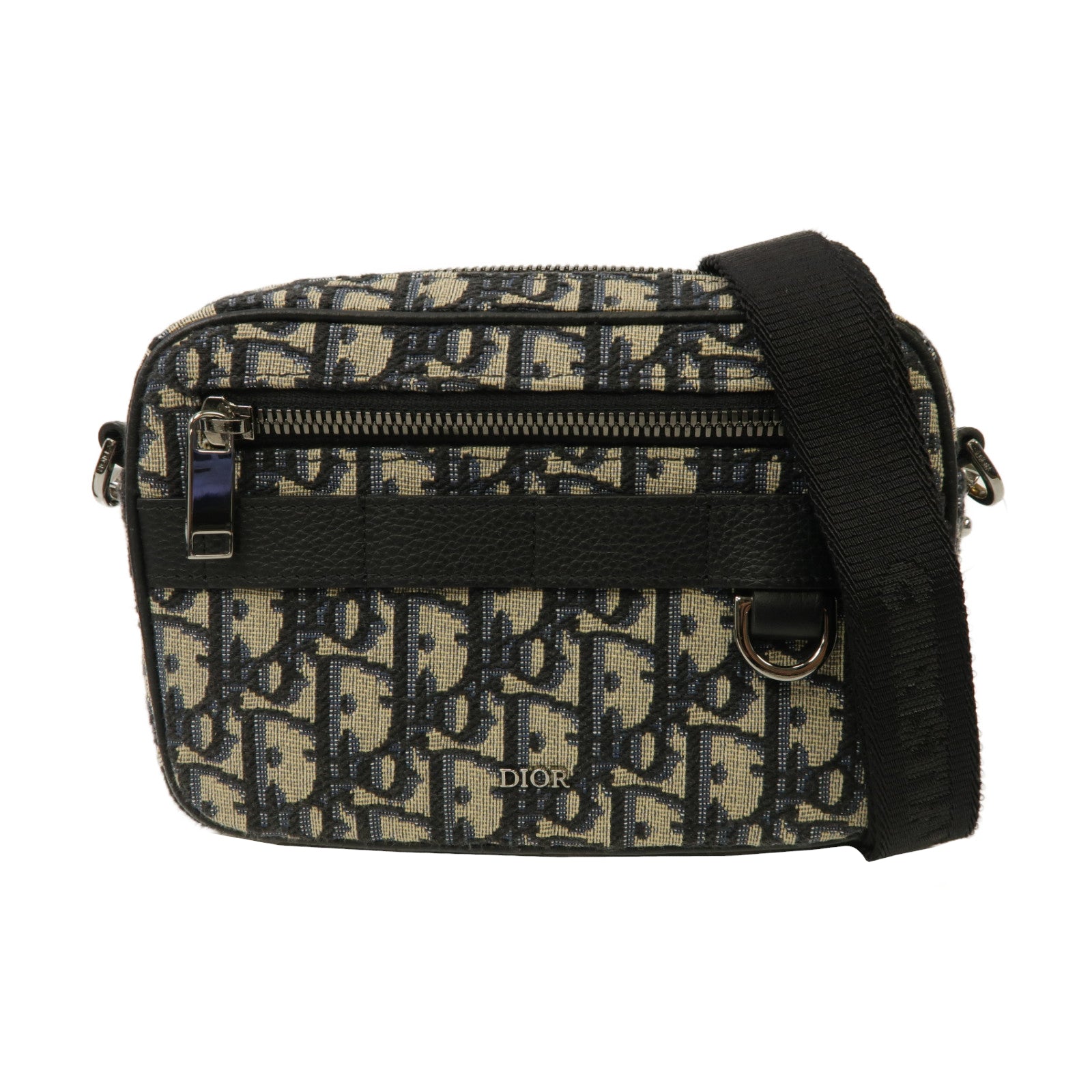Dior 帆布Safari Mini Messenger銀扣肩背袋藍色