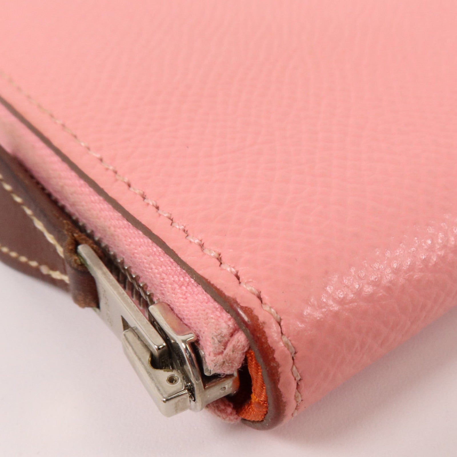 HERMES Epsom皮革Silk In Long Wallet銀扣長錢包Rose Azalee