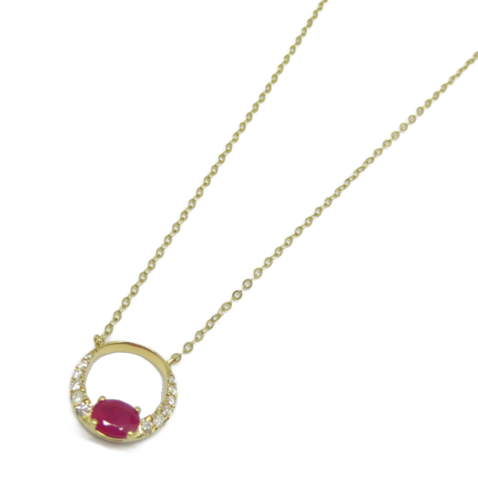 JEWELRY 【激減優惠】18K黃金Ruby Diamond Necklace 0.53ct紅寶石/0.12ct鑽石項鍊